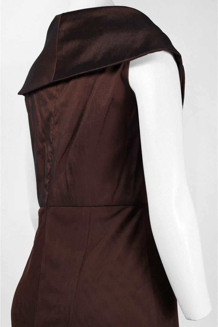 Emma Street - ES636 Beaded V-neck A-line Dress in Brown