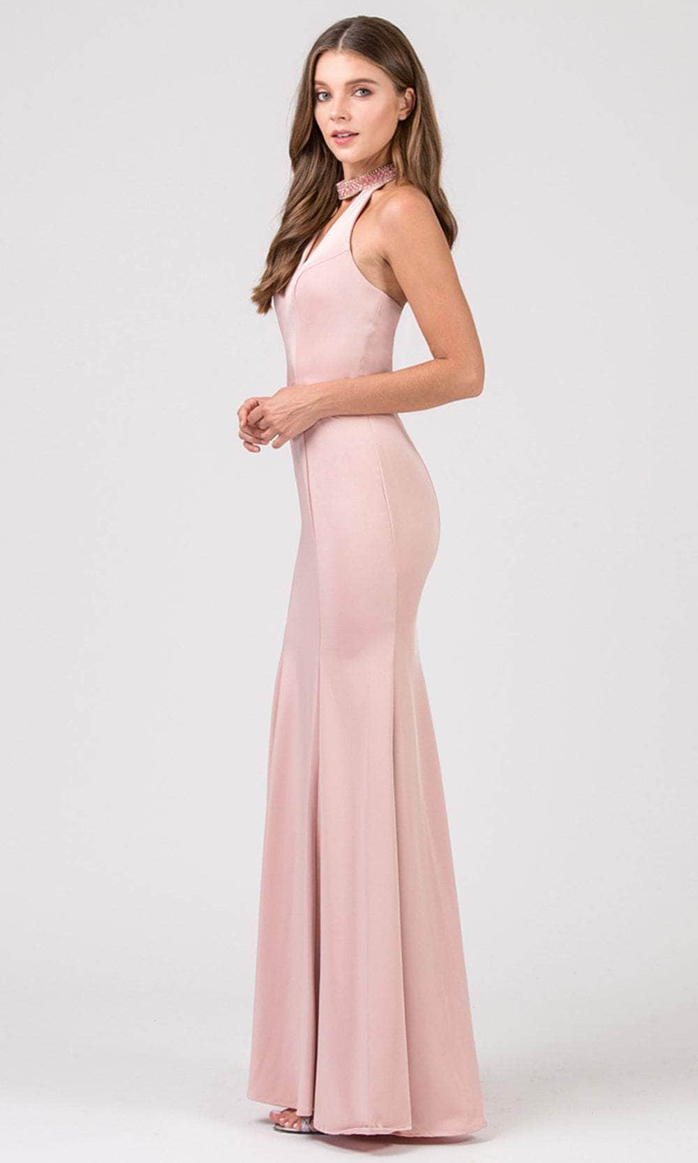 Eureka Fashion 5033 - High Halter Seamed Prom Gown Prom Dresses XS / Blush