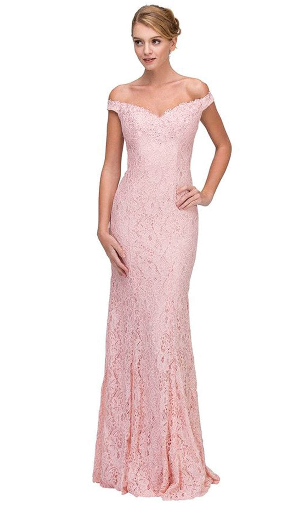 Eureka Fashion 8030 - Laced Off Shoulder Prom Gown Prom Dresses XS / Dusty Pink