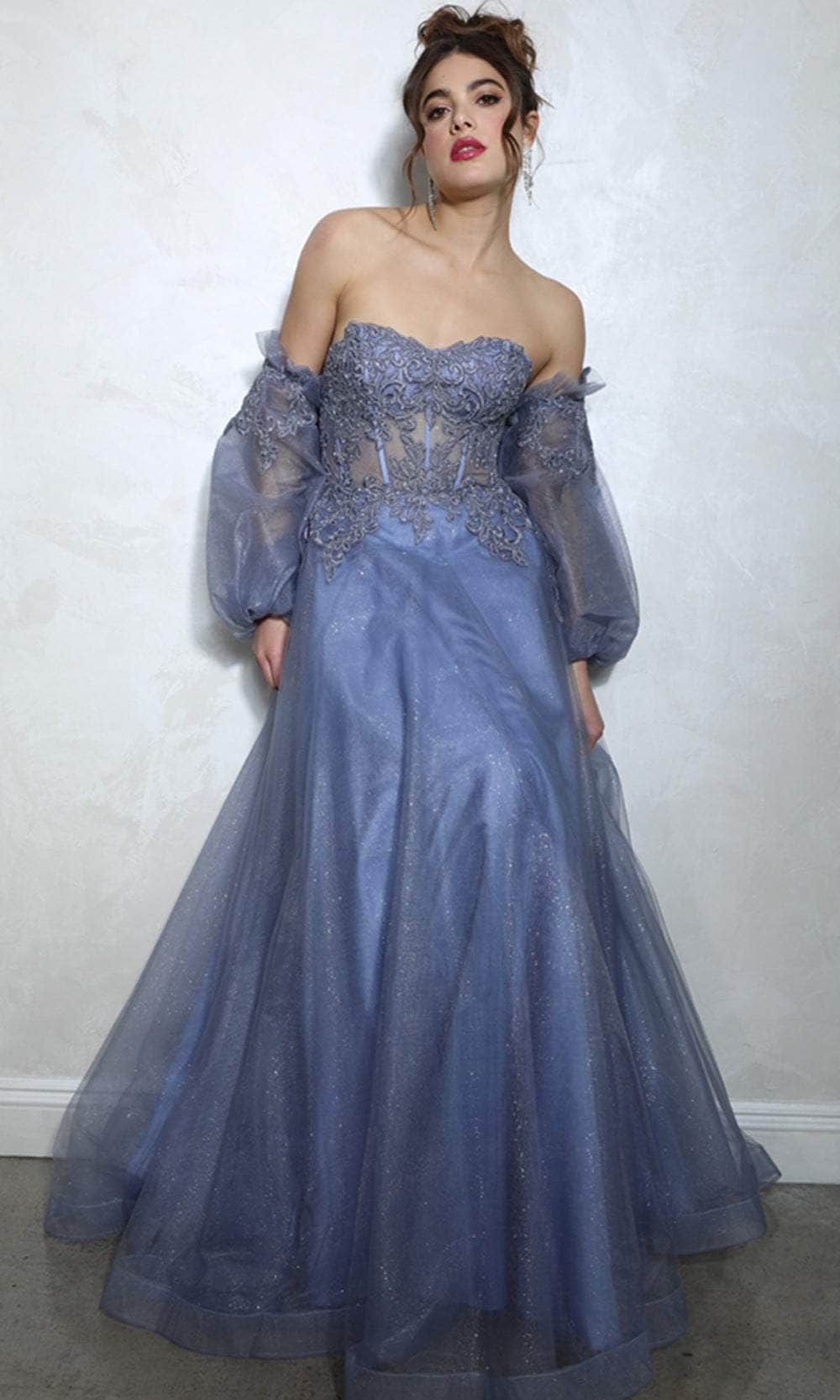 Eureka Fashion 9505G - Sweetheart Illusion Corset Prom Gown Prom Dresses XS / Dusty Blue