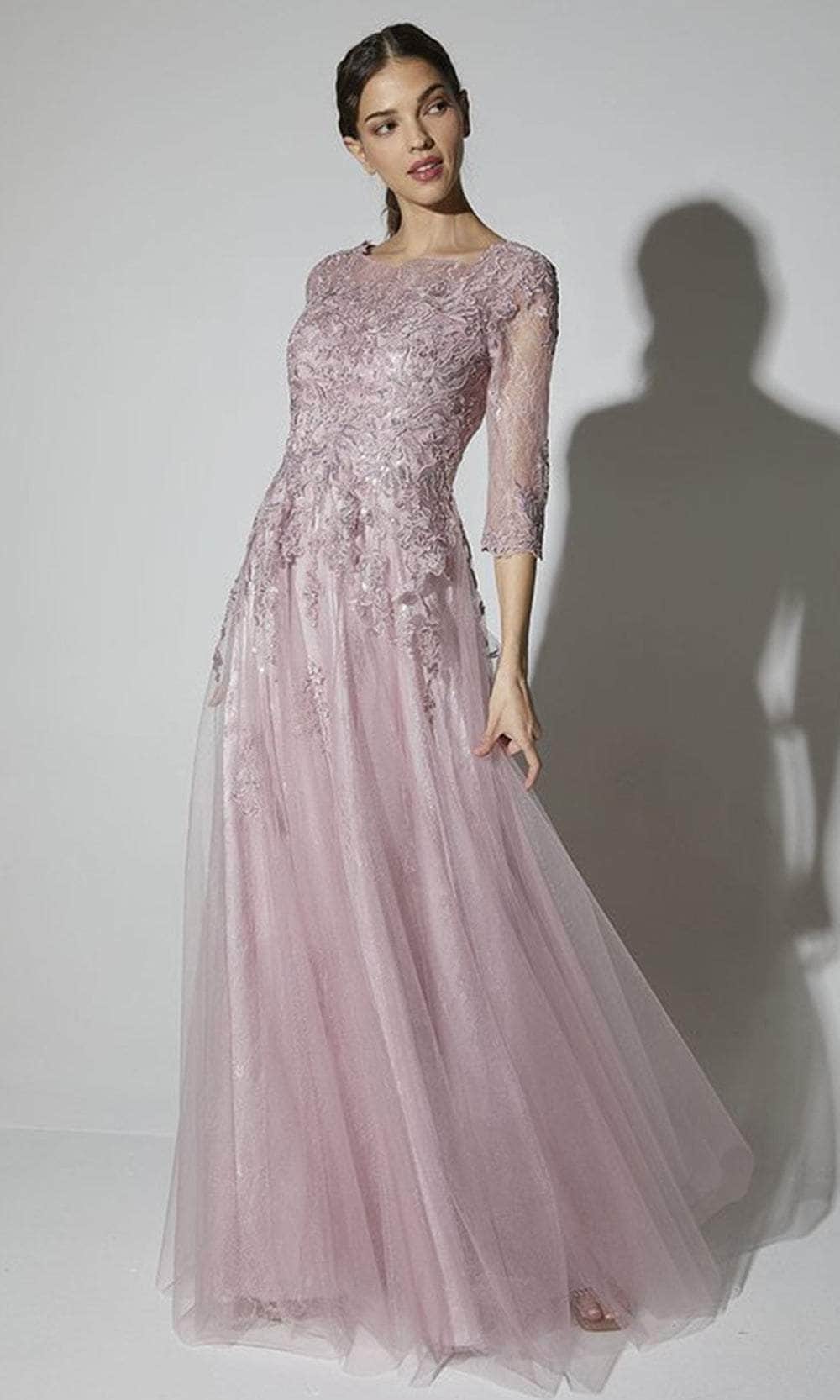 Eureka Fashion 9660 - Quarter Sleeved A-Line Formal Gown Mother of the Bride Dresses XS / Dusty Rose