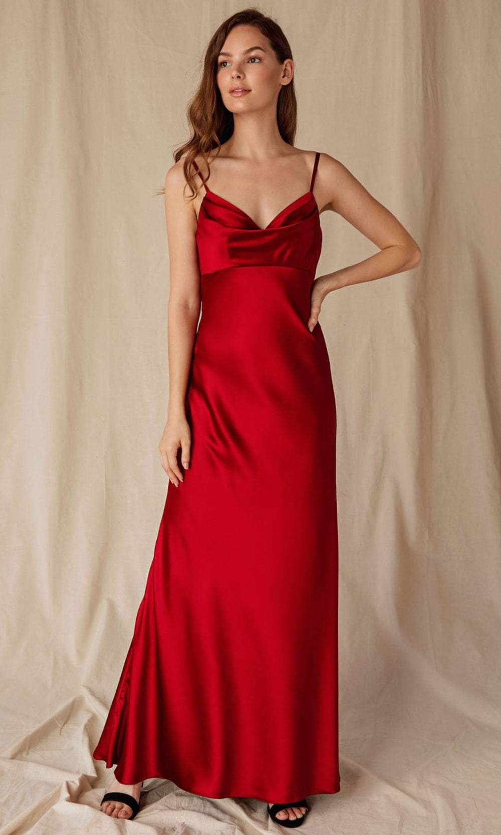 Eureka Fashion 9711 - Cowl Neck Empire Evening Dress Evening  Dresses XS / Burgundy