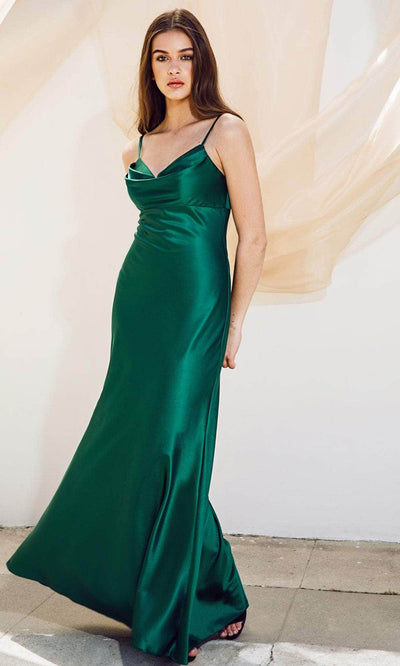 Eureka Fashion 9711 - Cowl Neck Empire Evening Dress Evening  Dresses XS / Hunter Green