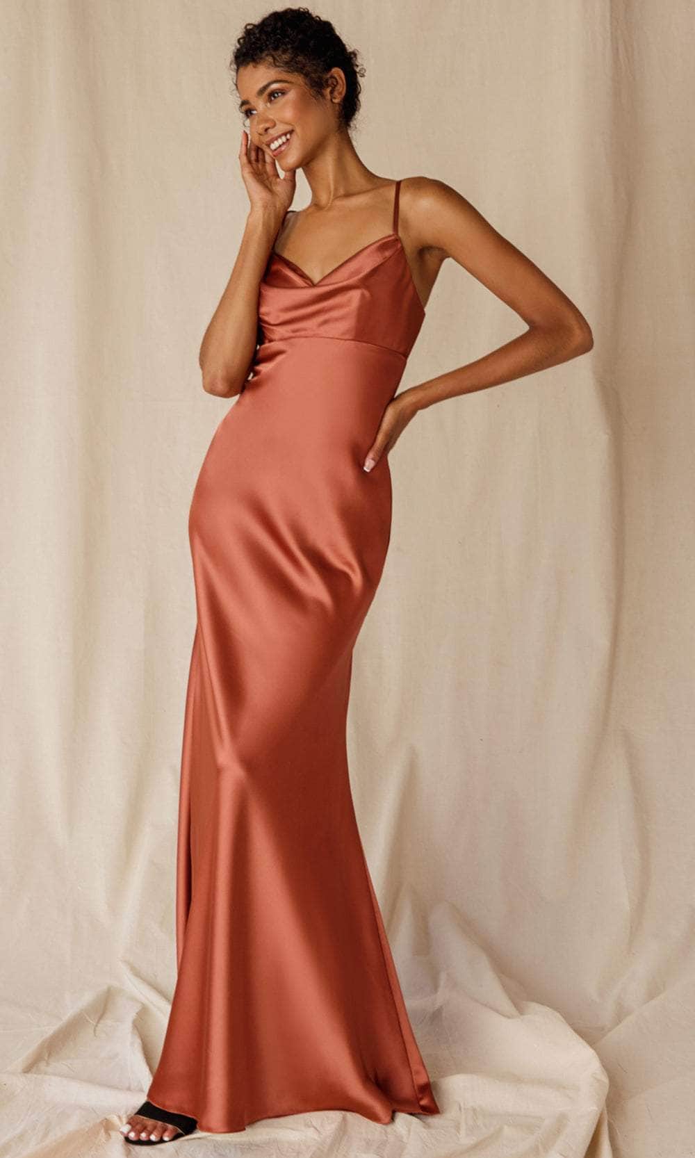 Eureka Fashion 9711 - Cowl Neck Empire Evening Dress Evening  Dresses XS / Sienna