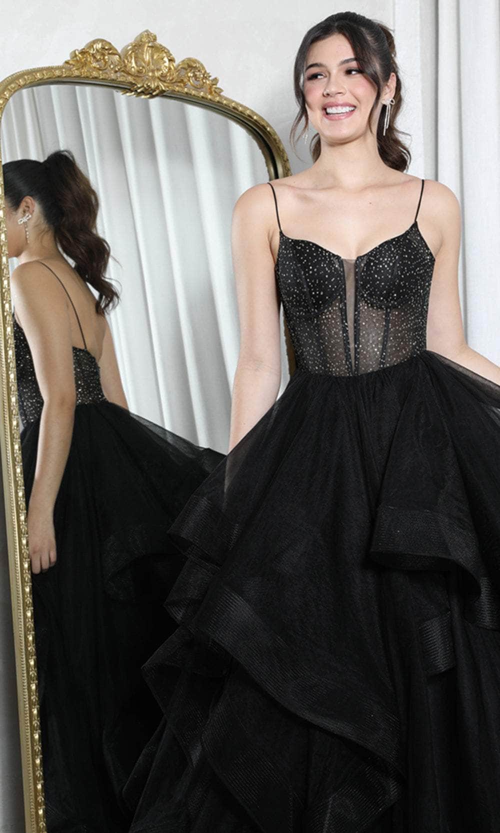 Eureka Fashion 9950 - V-Neck Ruffled Prom Ballgown Special Occasion Dresses