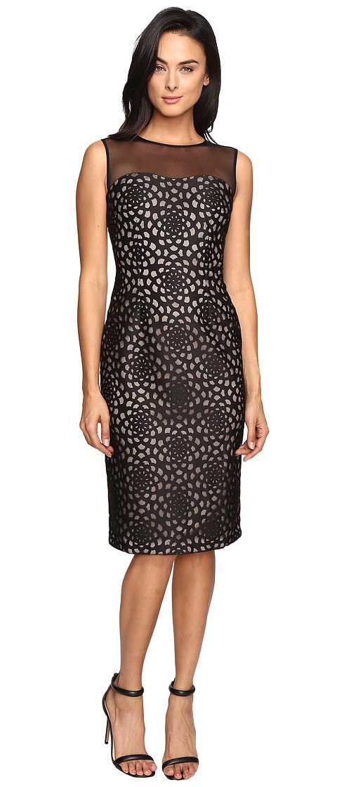 Maggy London - G2721M Sleeveless Keyhole Back Burnout Scuba Dress in Black