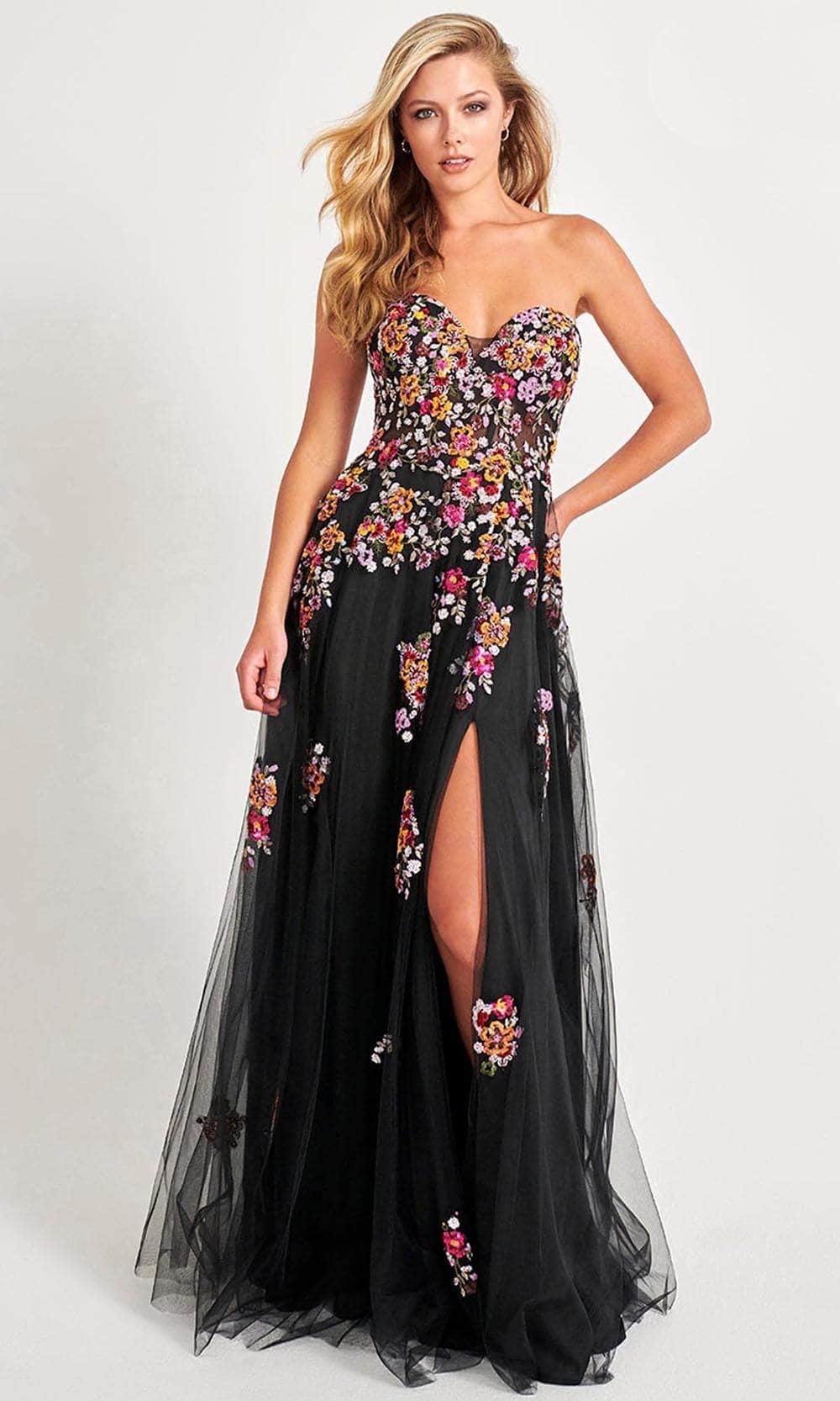 Faviana 11028 - Floral Gown 00 / Black/Sunburst