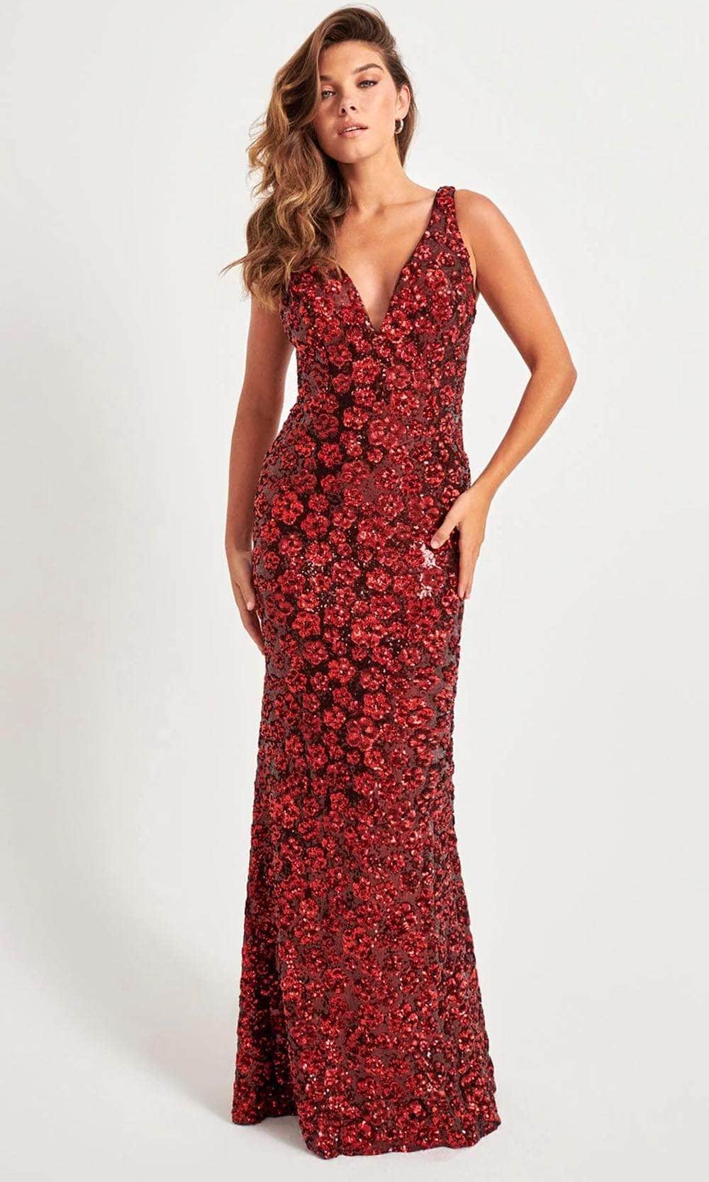 faviana red sequin dress Faviana 11124