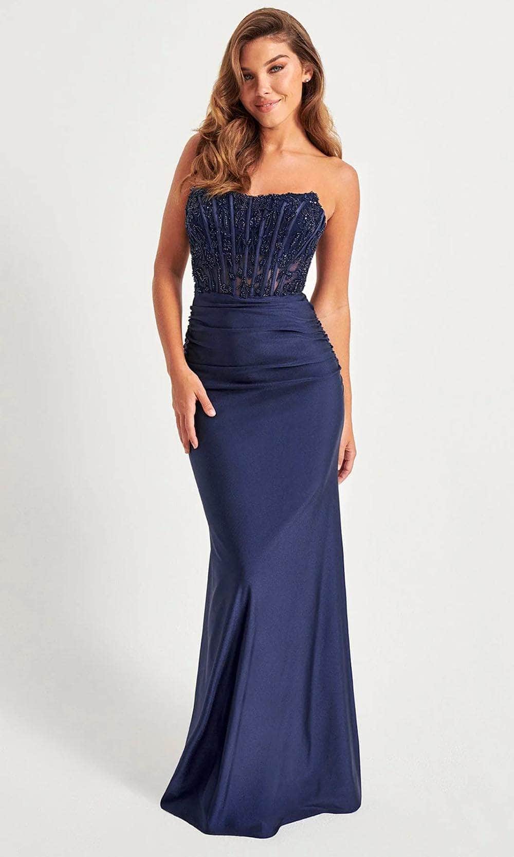 Faviana 11081 - Corset Gown 00 / Navy