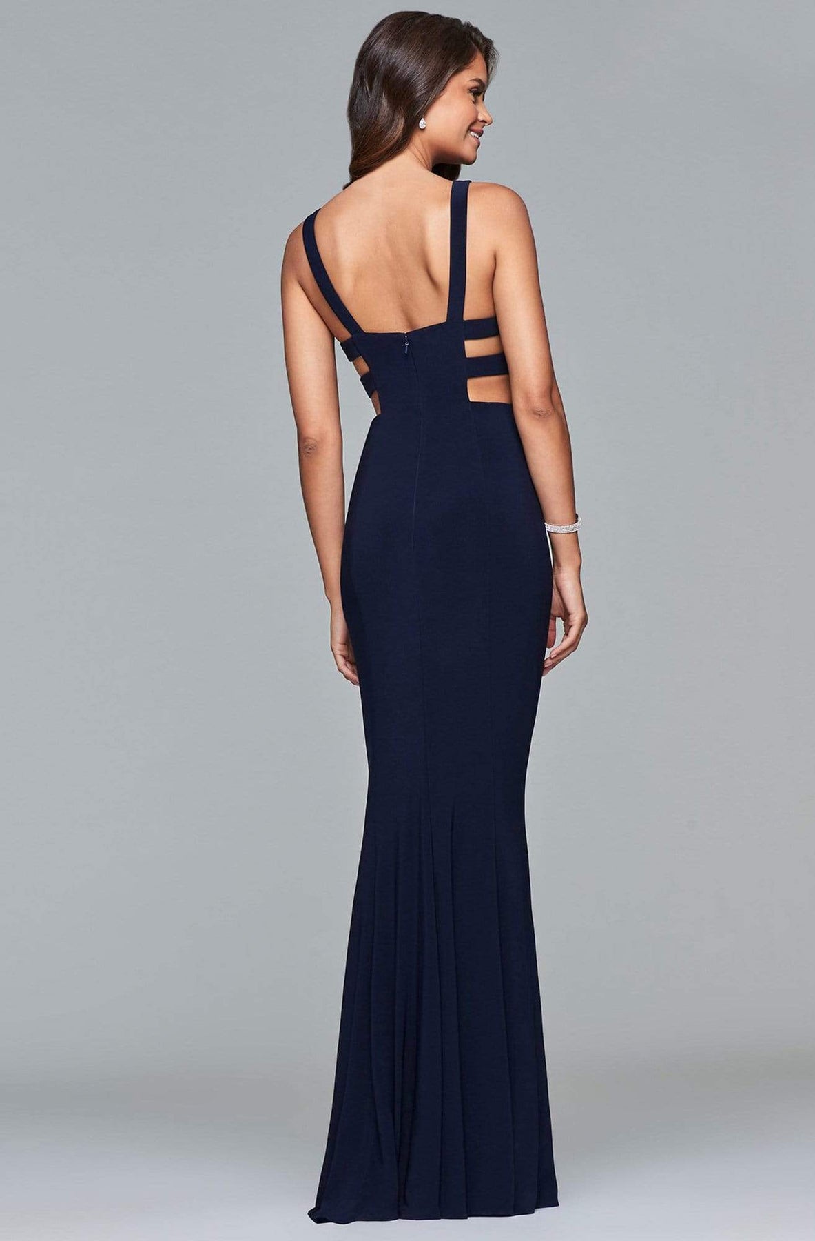 Faviana - 7541 V-neck evening dress with side cut-outs Prom Dresses