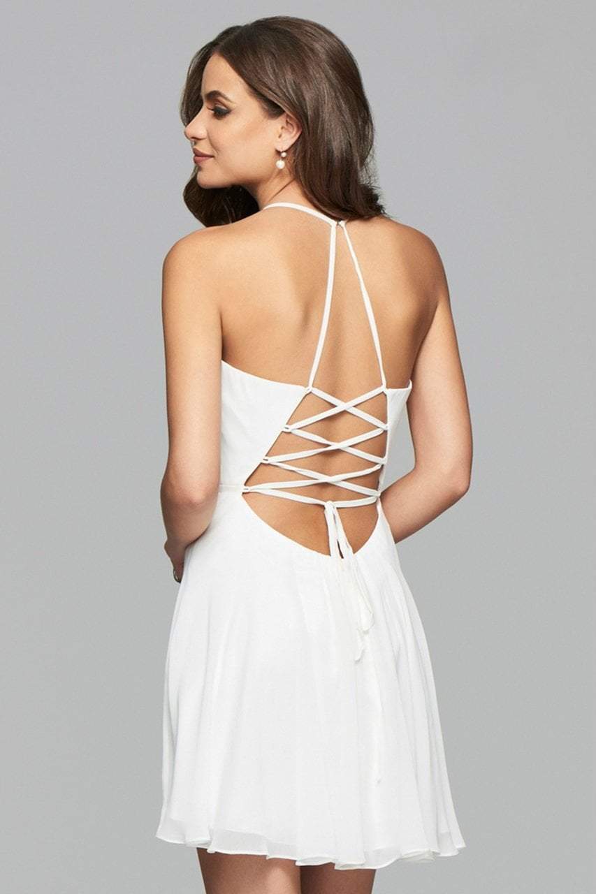 Faviana - 7851 Short Plunging V-Neck Cocktail Dress with Lace-Up back Special Occasion Dress