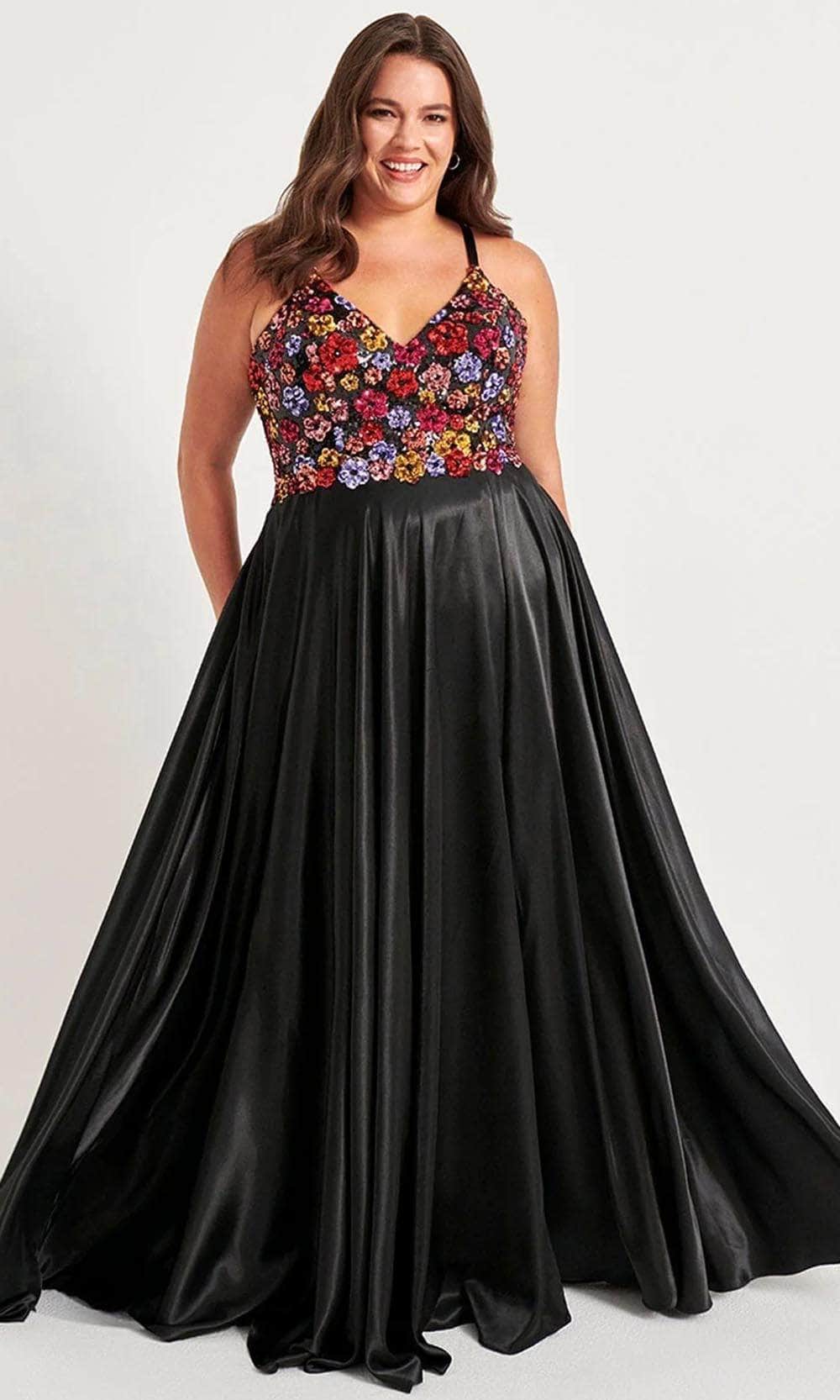 faviana black sequin dress Long Jersey Dress With Sequin Floral Appliqu And Open Back