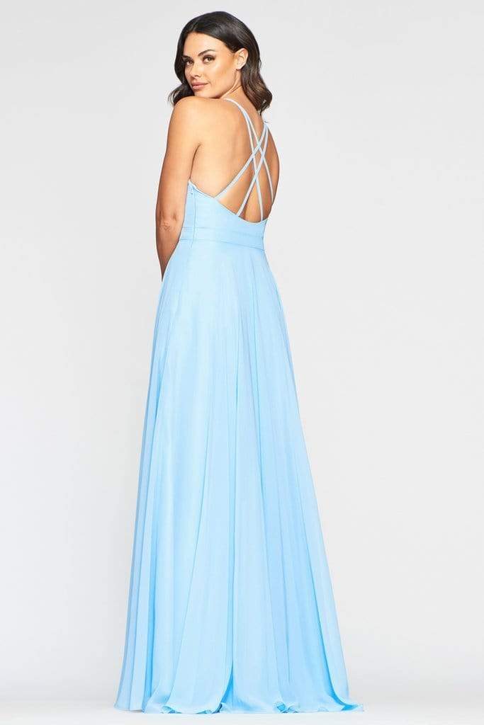 Faviana - S10413 Plunging V-neck Chiffon A-line Dress Prom Dresses