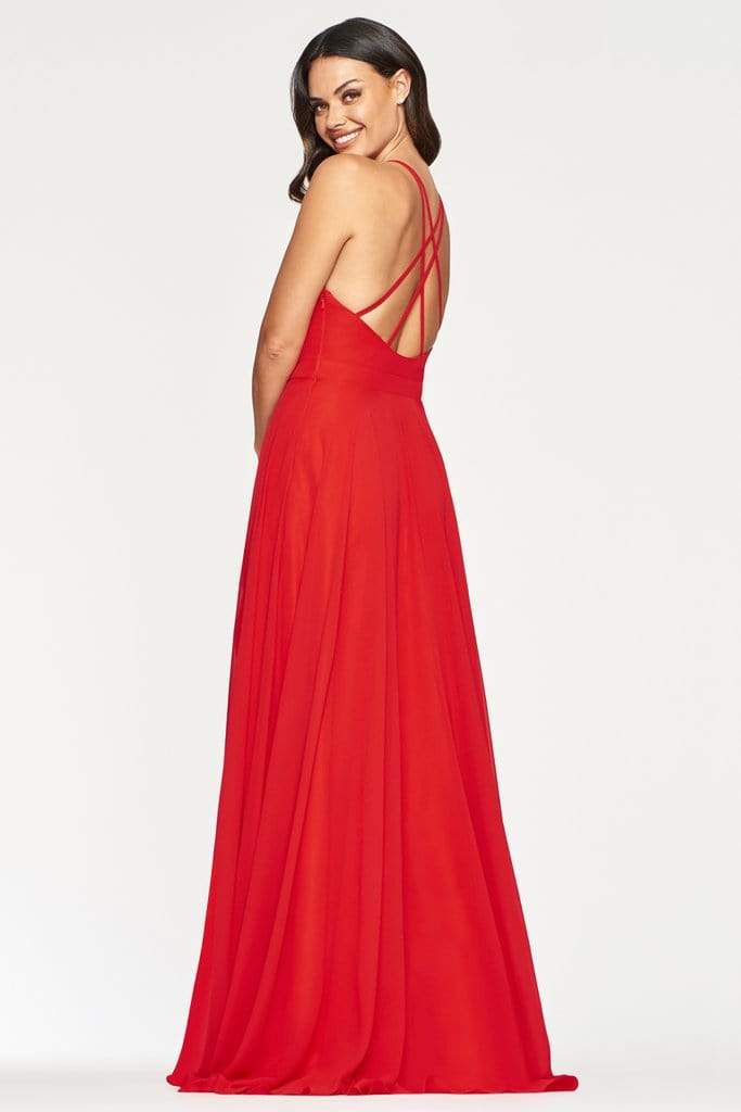 Faviana - S10413 Plunging V-neck Chiffon A-line Dress Prom Dresses