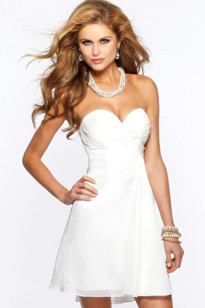 Faviana - Strapless Sweetheart Chiffon Short Cocktail Dress 7075a Special Occasion Dress 0 / Ivory