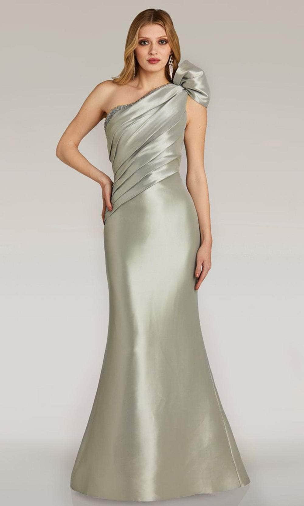 Feriani Couture 18266 - Ruched Asymmetric Evening Gown Evening Dresses 2 / Silver