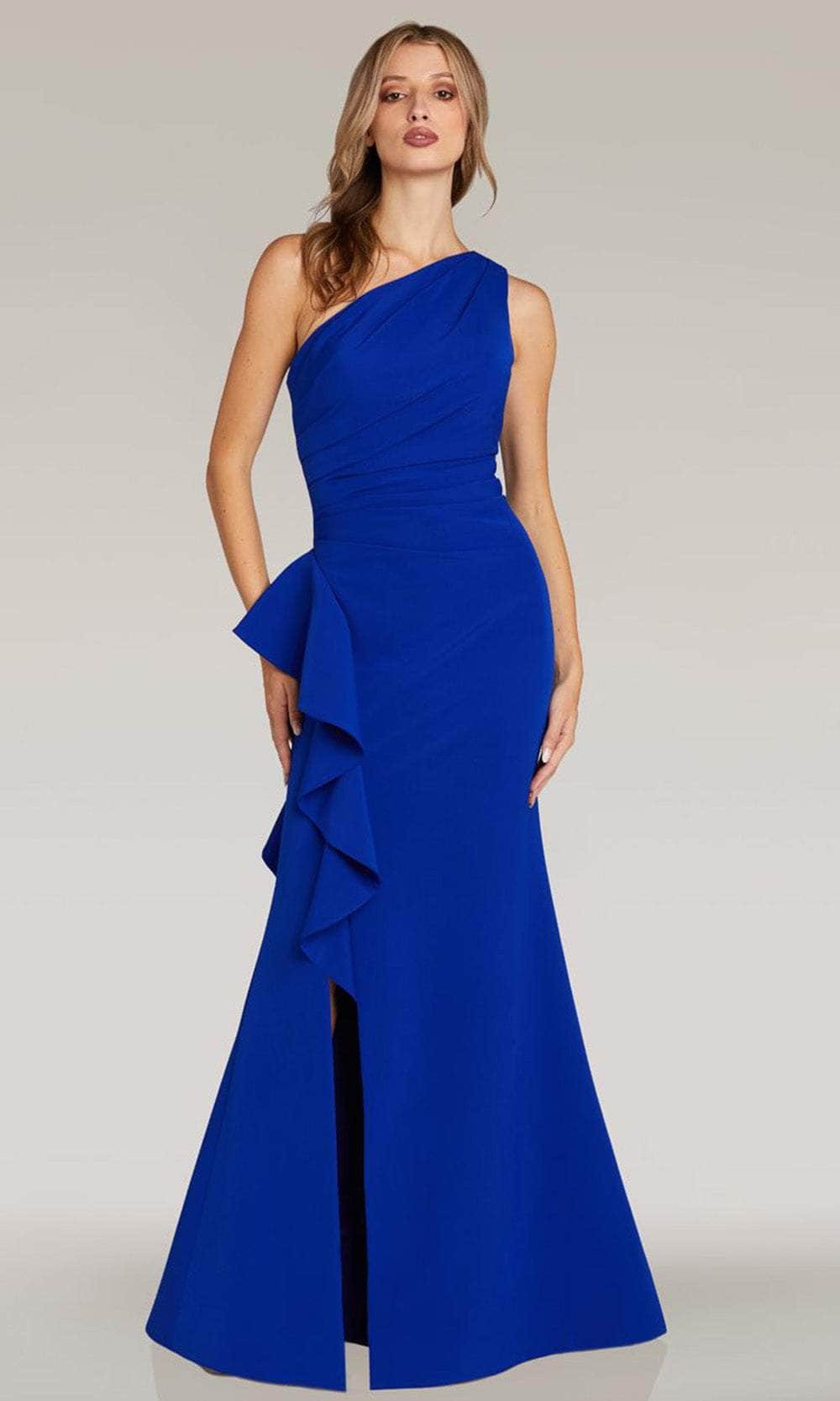 Feriani Couture 18335 - One Shoulder Ruffles Evening Gown Evening Dresses 2 / Fuchsia