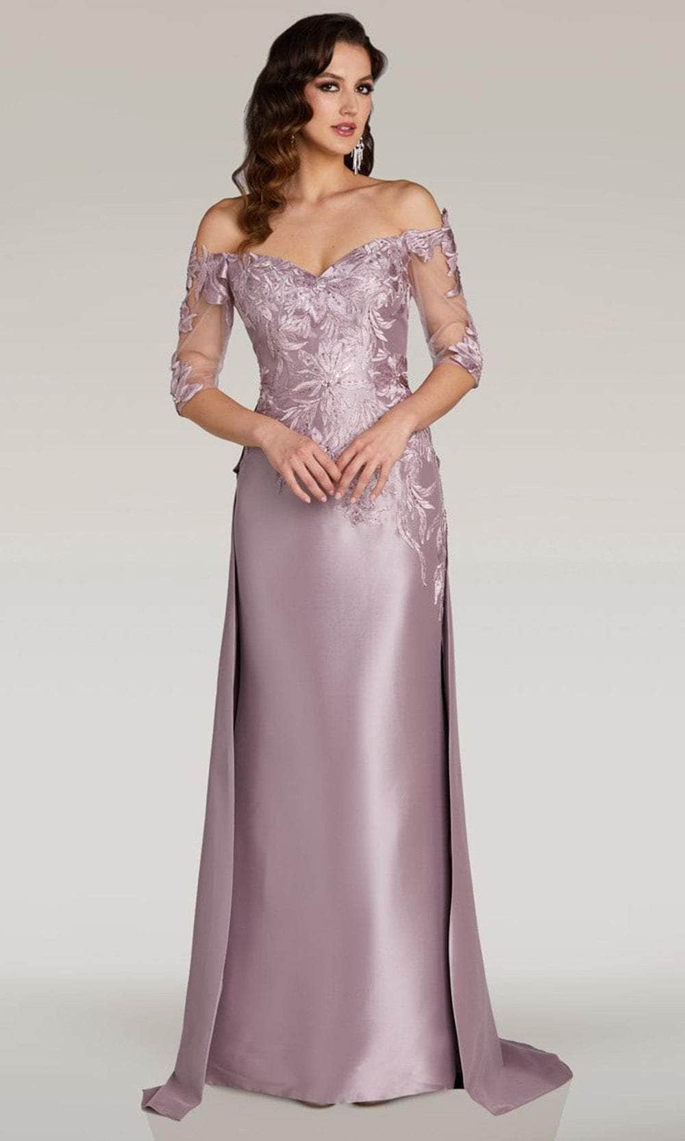 Feriani Couture 18390 - Embroidered Off Shoulder Formal Gown Evening Dresses 2 / Mauve