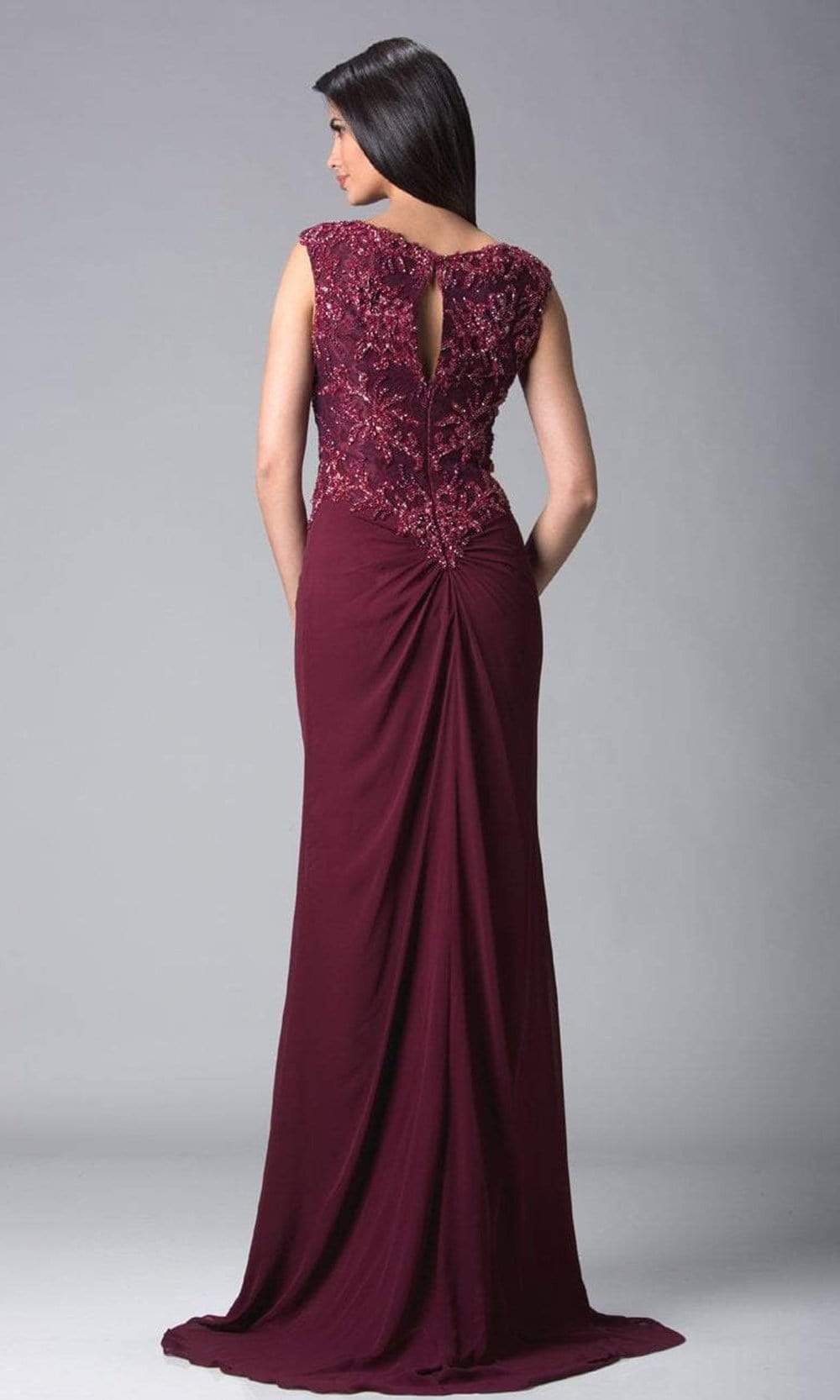 Feriani Couture - 18402 Embellished Cap Sleeve Column Gown Special Occasion Dress