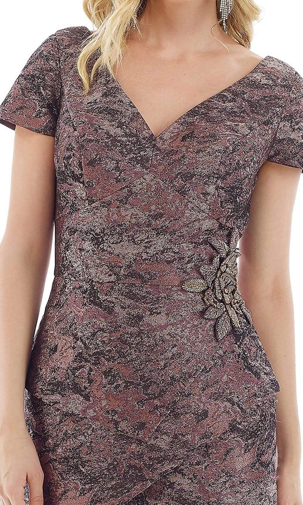 Feriani Couture - 20103 Sleeves V-Neck Peplum Sheath Dress Mother of the Bride Dresses