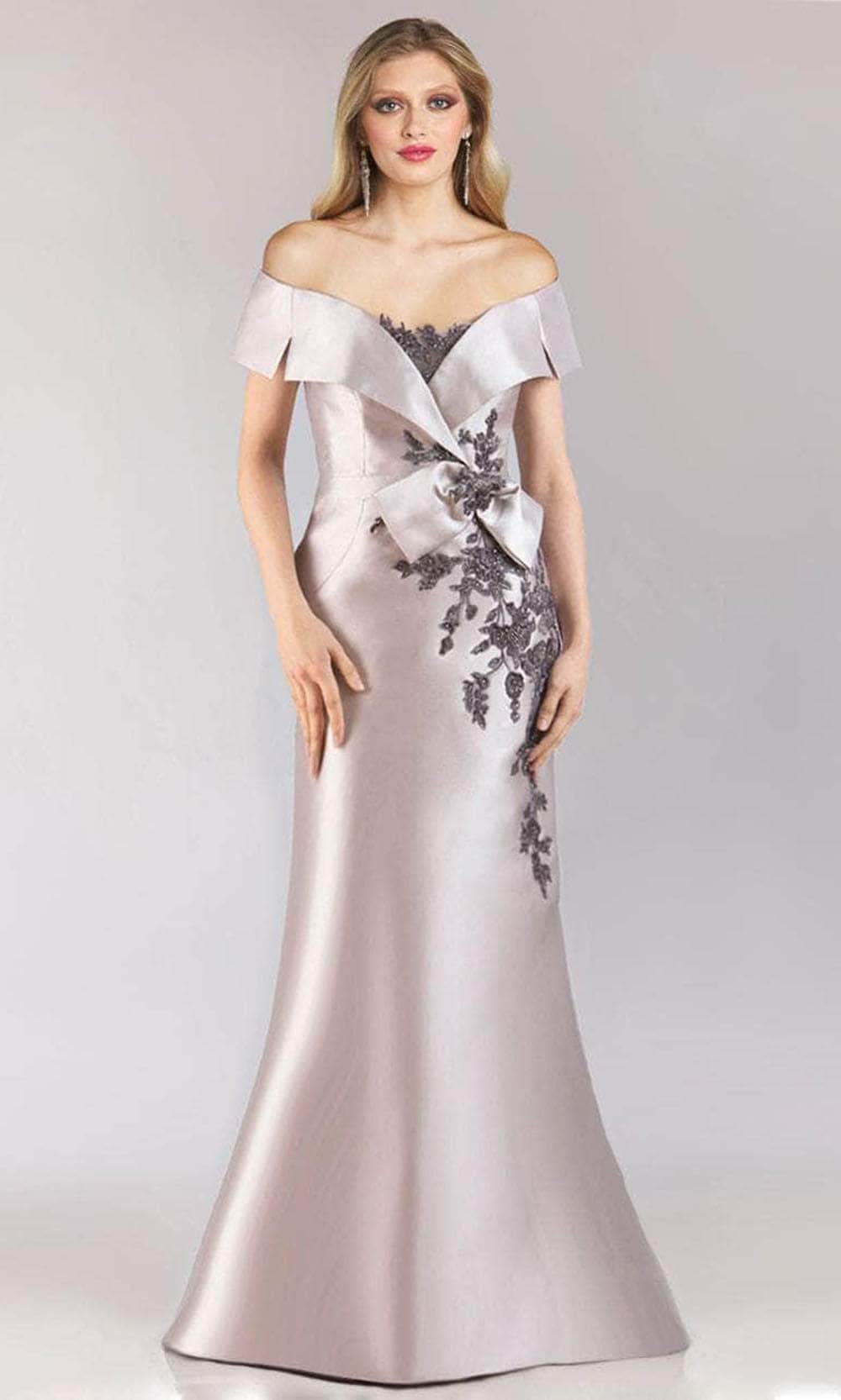 Feriani Couture 21516 - Bow Detailed Trumpet Gown Evening Dresses 8 / Silver