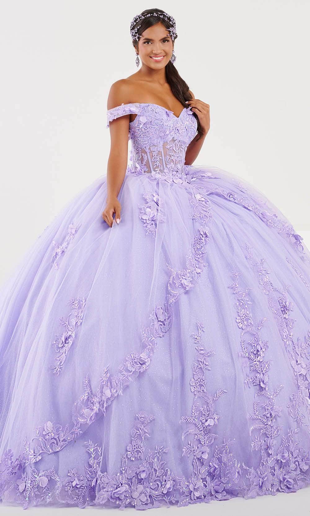 Fiesta Gowns 56496 - Long Tulle/Glitter Tulle Ballgown