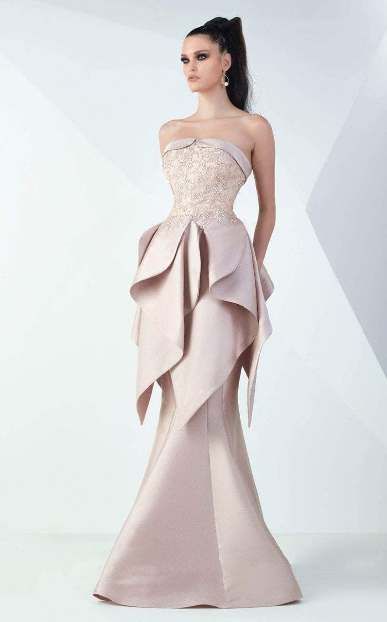MNM Couture - G0706 Embellished Strapless Mermaid Gown in Neutral