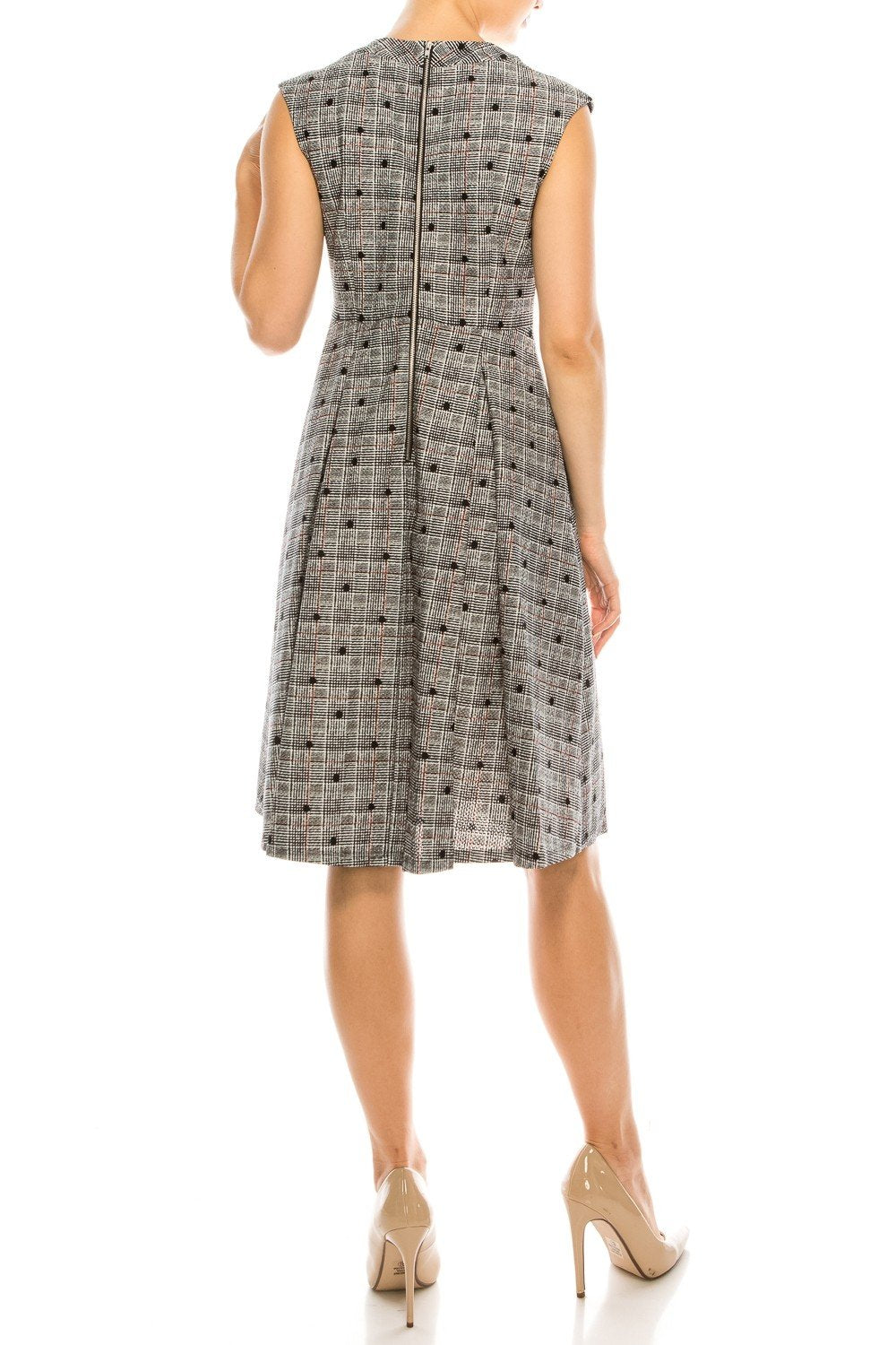 Gabby Skye - 18416M Polka Dot Jewel Cocktail Dress In Gray