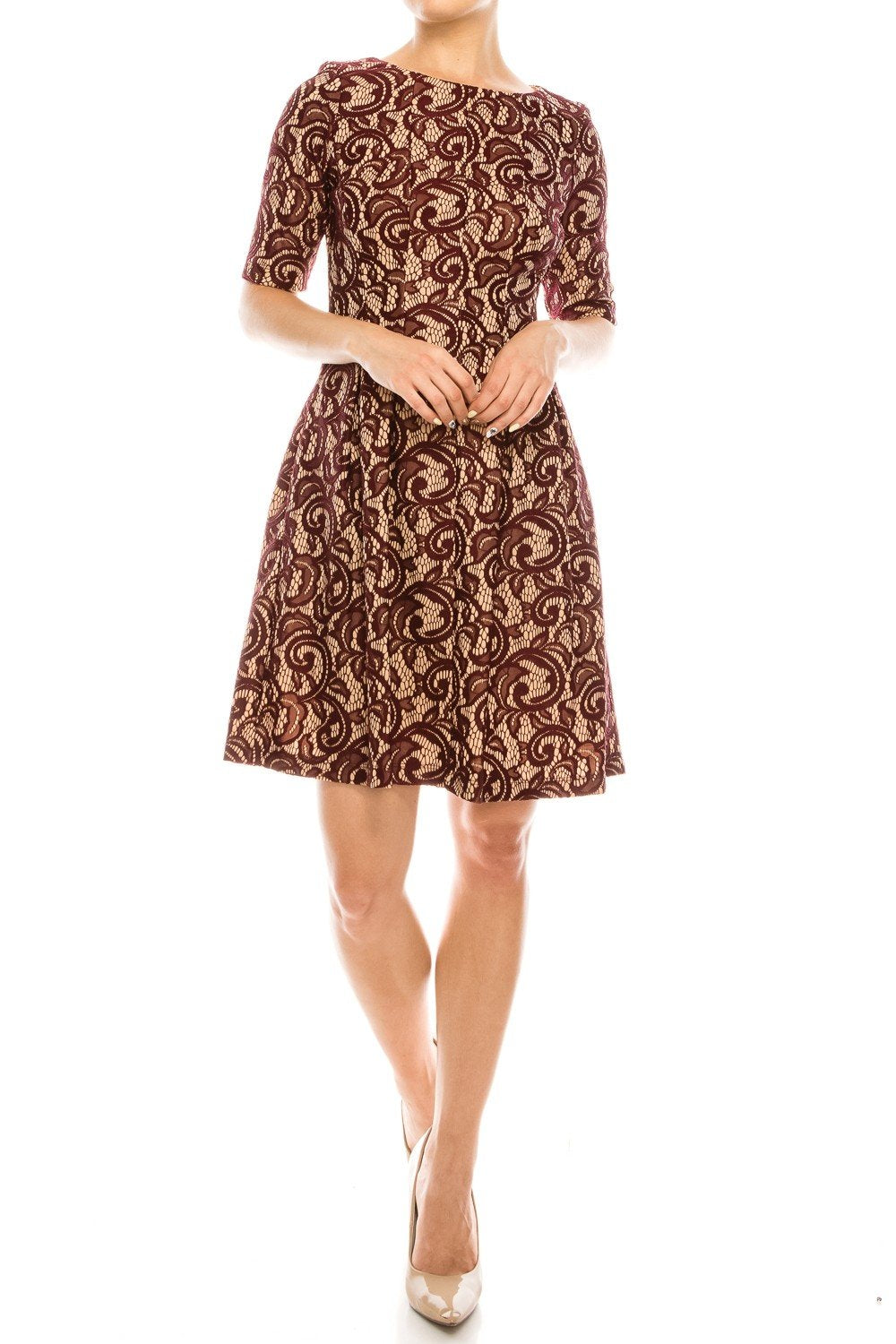 Gabby Skye - 18532M Lace Jewel A-Line Cocktail Dress In Red