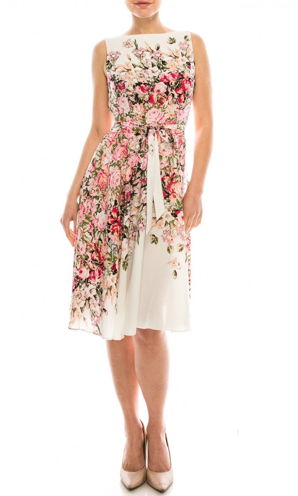 Gabby Skye - 57536MG Sleeveless Floral Dress In Multi-Color