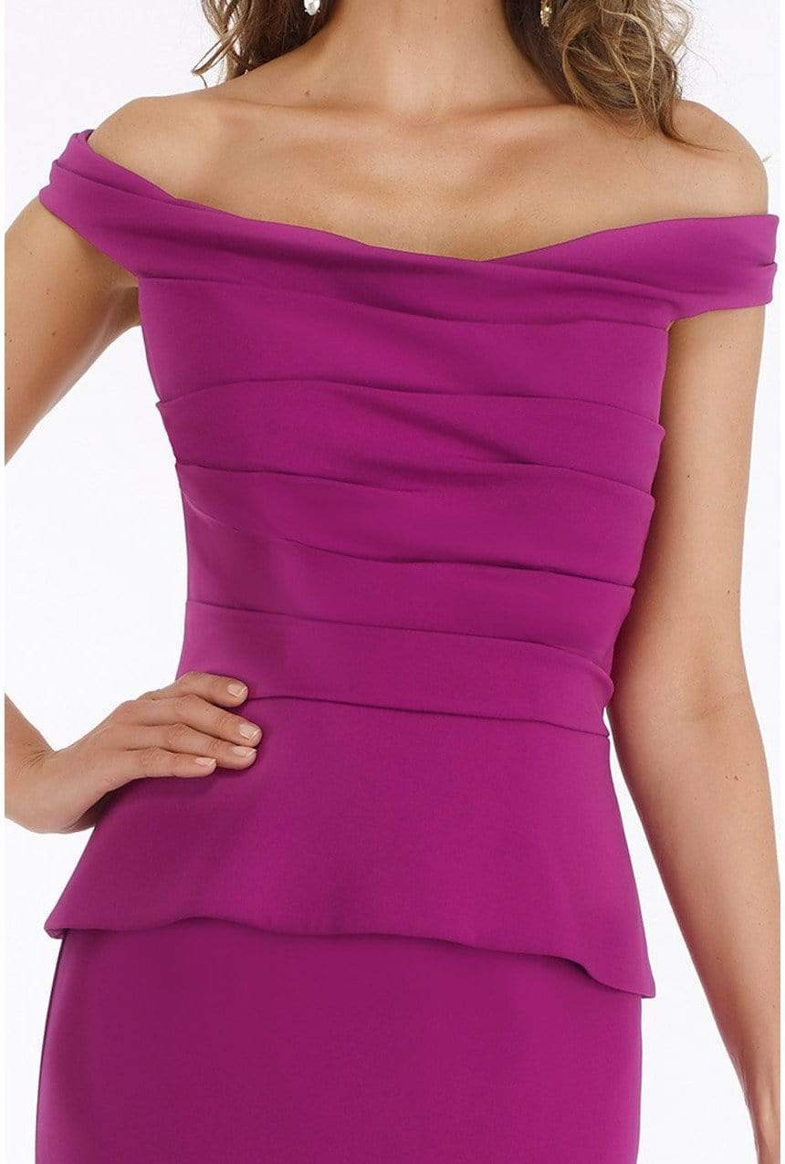 Gia Franco - 12012 Pleated Off-Shoulder Trumpet Dress With Train Special Occasion Dress