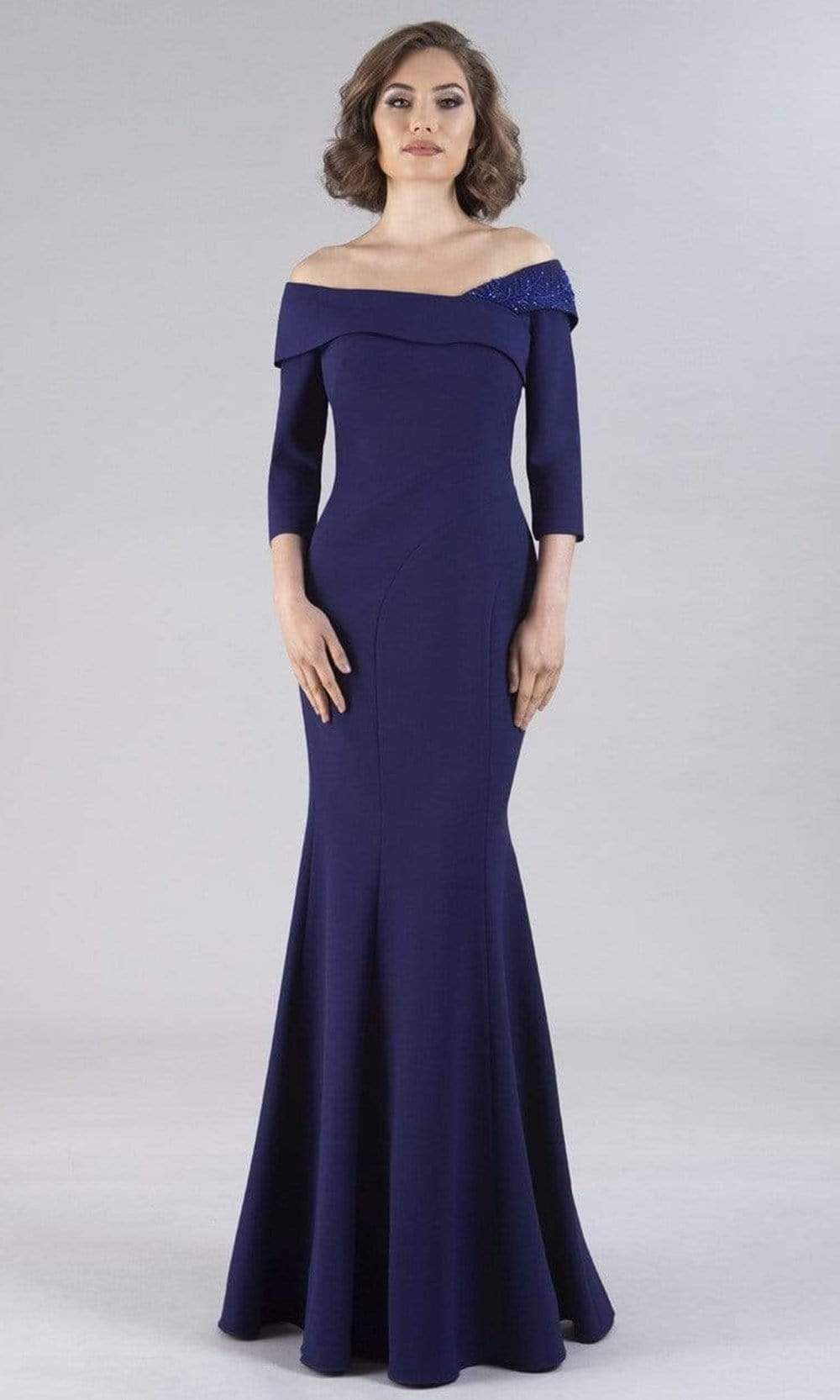 Gia Franco - 12062 Beaded Off Shoulder Mermaid Gown Mother of the Bride Dresses 8 / Cobalt
