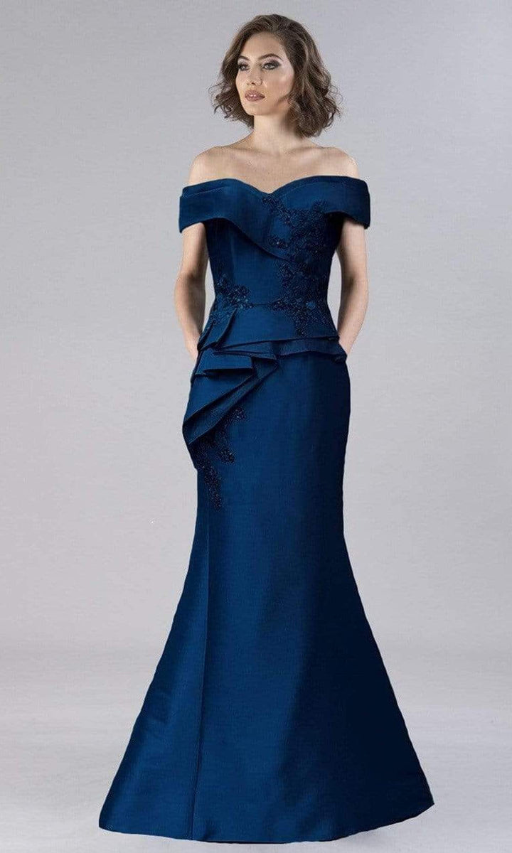 Gia Franco - Peplum Gown 12113 In Blue