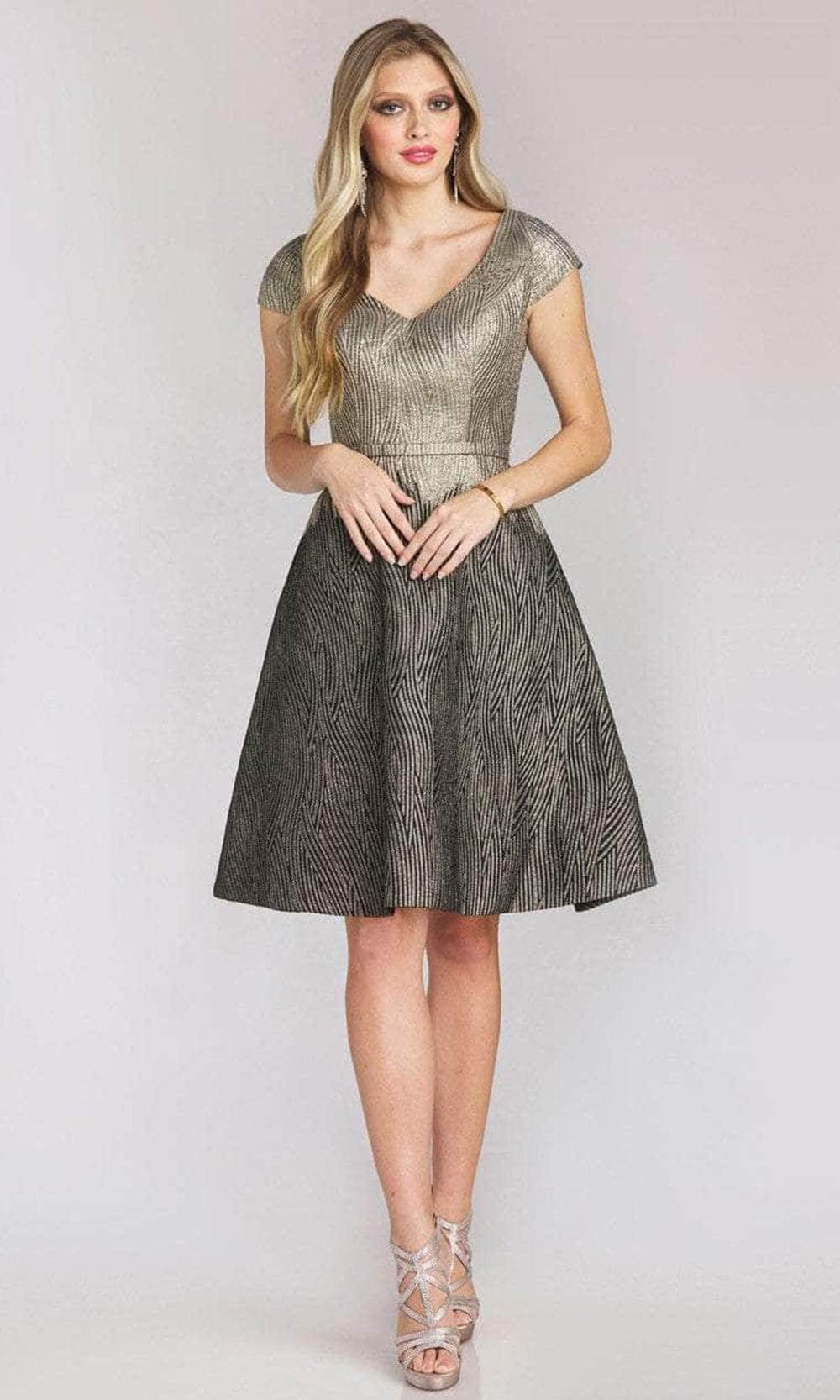 Gia Franco 12151 - Patterned A-Line Cocktail Dress Cocktail Dresses 6 / Black