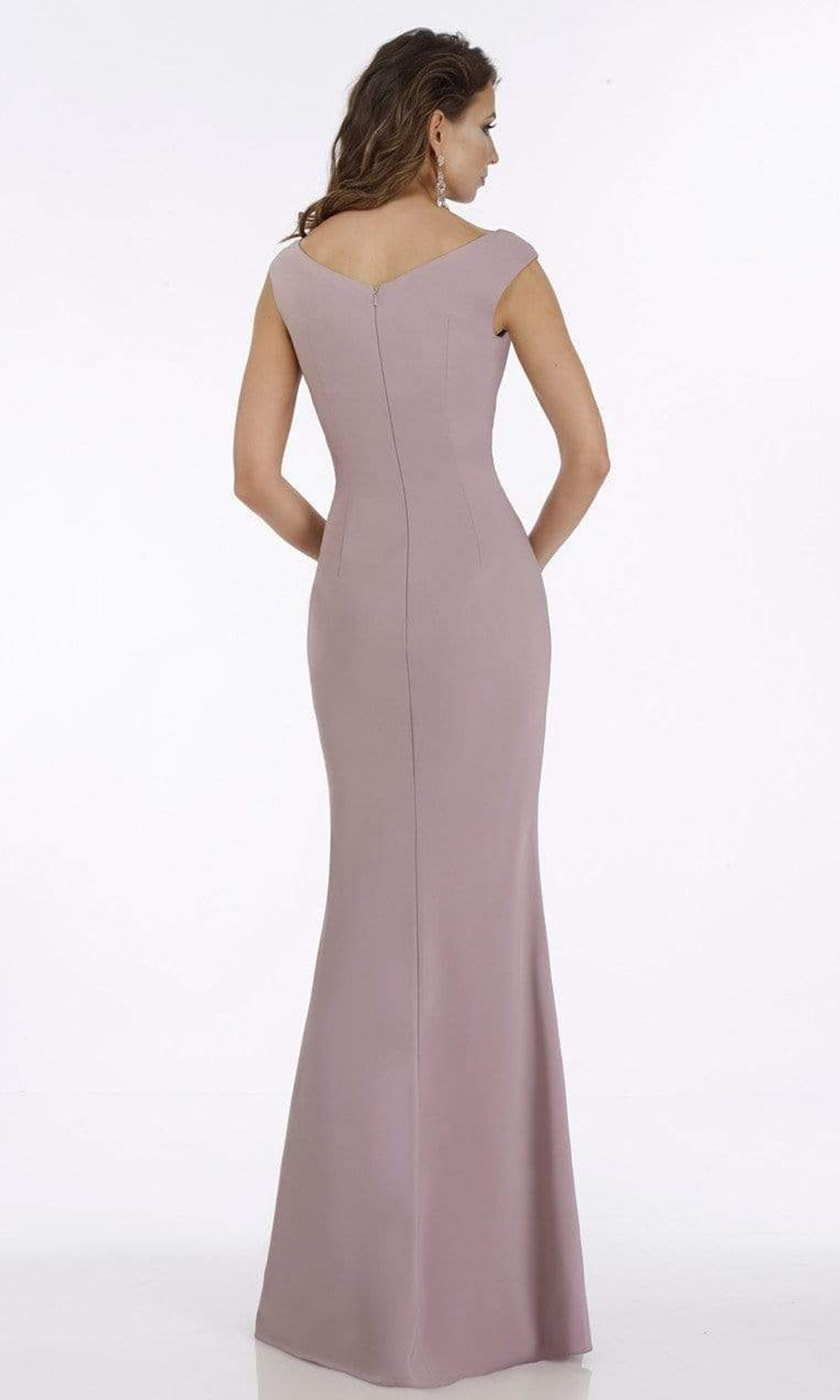 Gia Franco - Embellished Bateau Trumpet Gown With Slit 12921 CCSALE 12 / Mauve