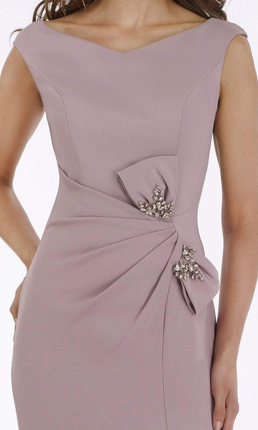 Gia Franco - Embellished Bateau Trumpet Gown With Slit 12921 CCSALE 12 / Mauve