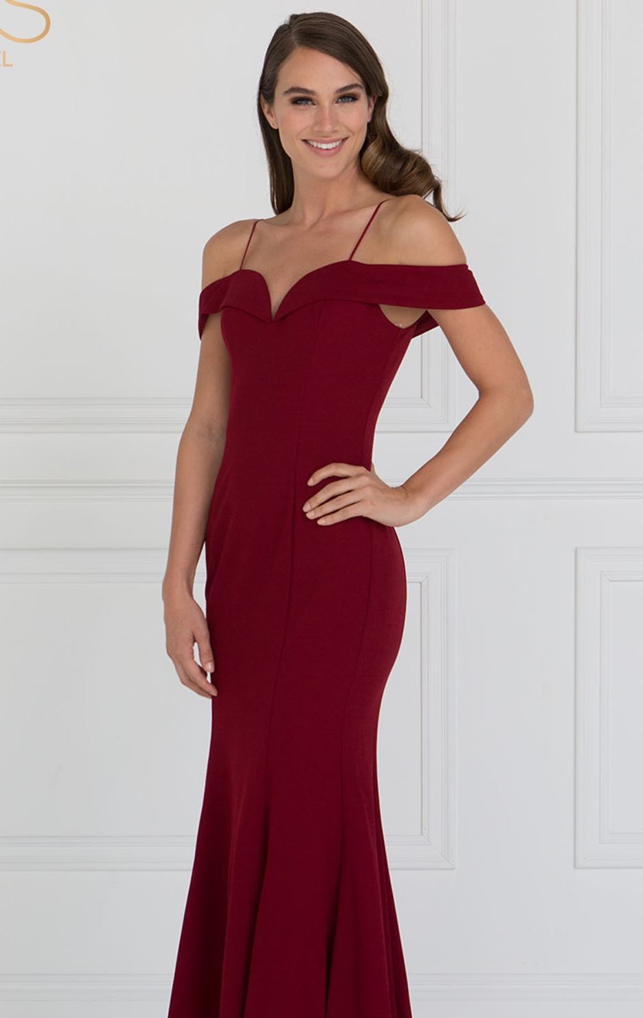 Elizabeth K - GL1593 Jersey Sweetheart Cold Shoulders Mermaid Gown In Red