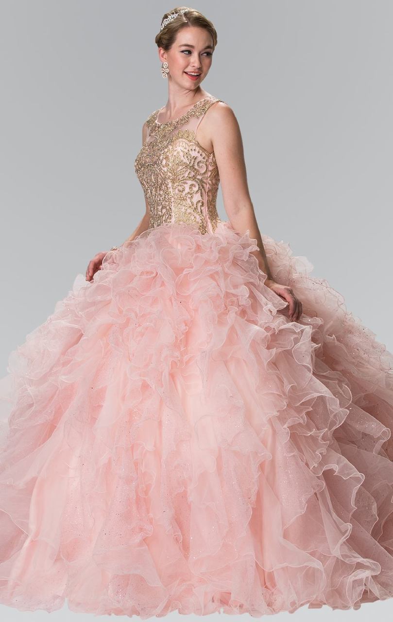 Elizabeth K - GL2208 Embellished Jewel Neck Ballgown Special Occasion Dress