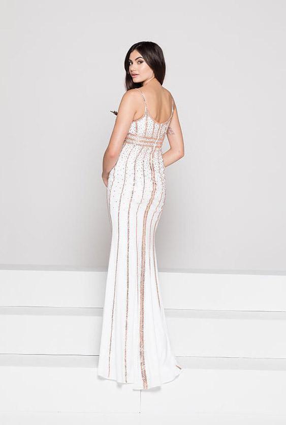 Glow by Colors - G766 Gilt Stripe Ornate Sheath Gown Special Occasion Dress