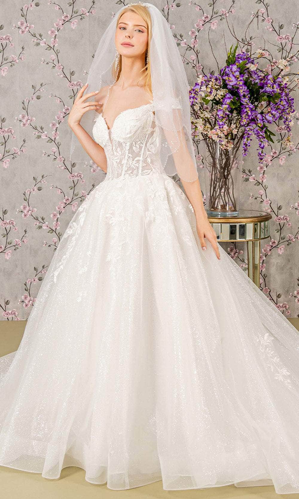 GLS by Gloria Bridal GL3489 - Off-Shoulder A-Line Wedding Gown Wedding Dresses XS / Ivory