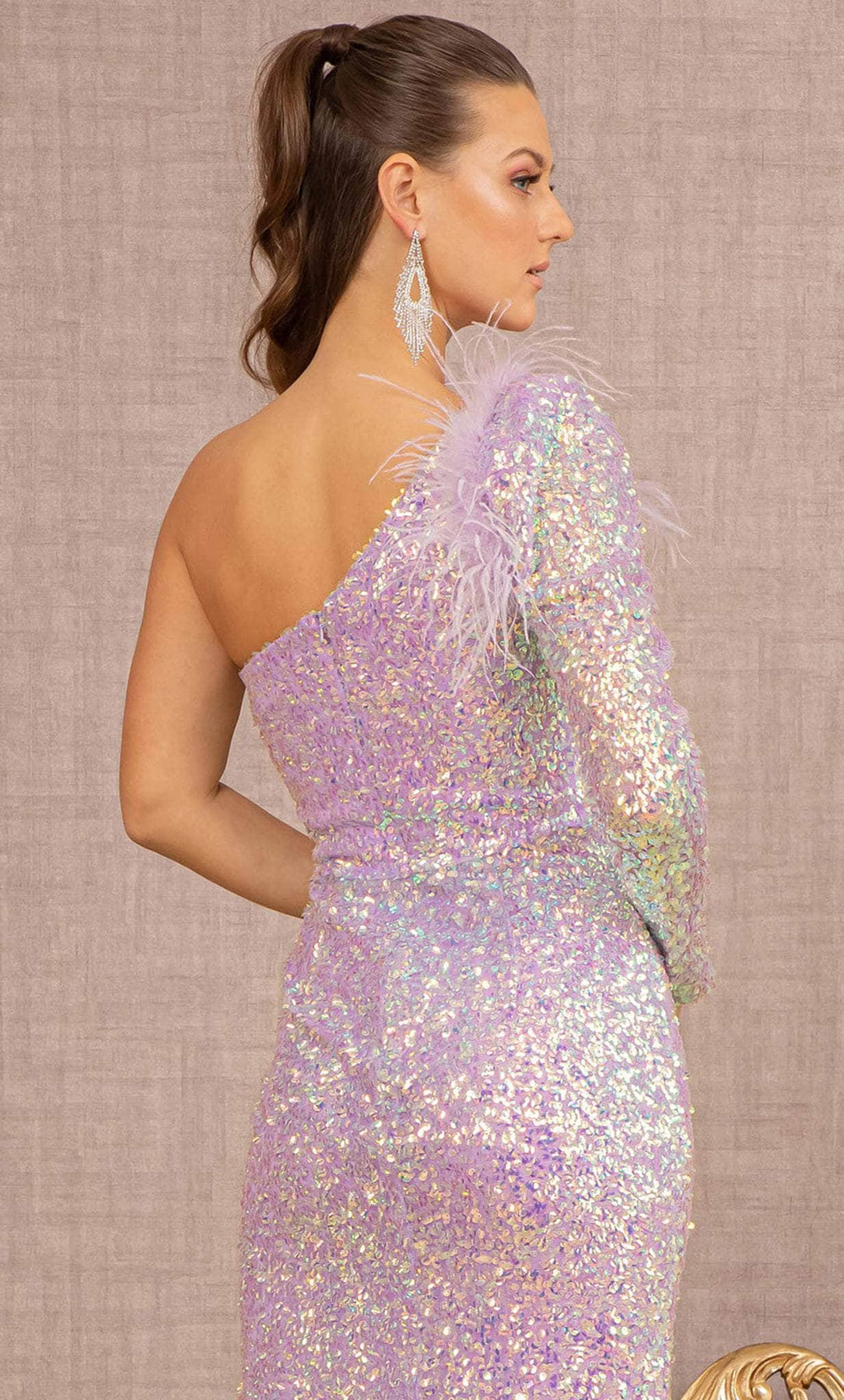 GLS by Gloria GL3128 - One Shoulder Prom Gown With Slit Special Occasion Dress