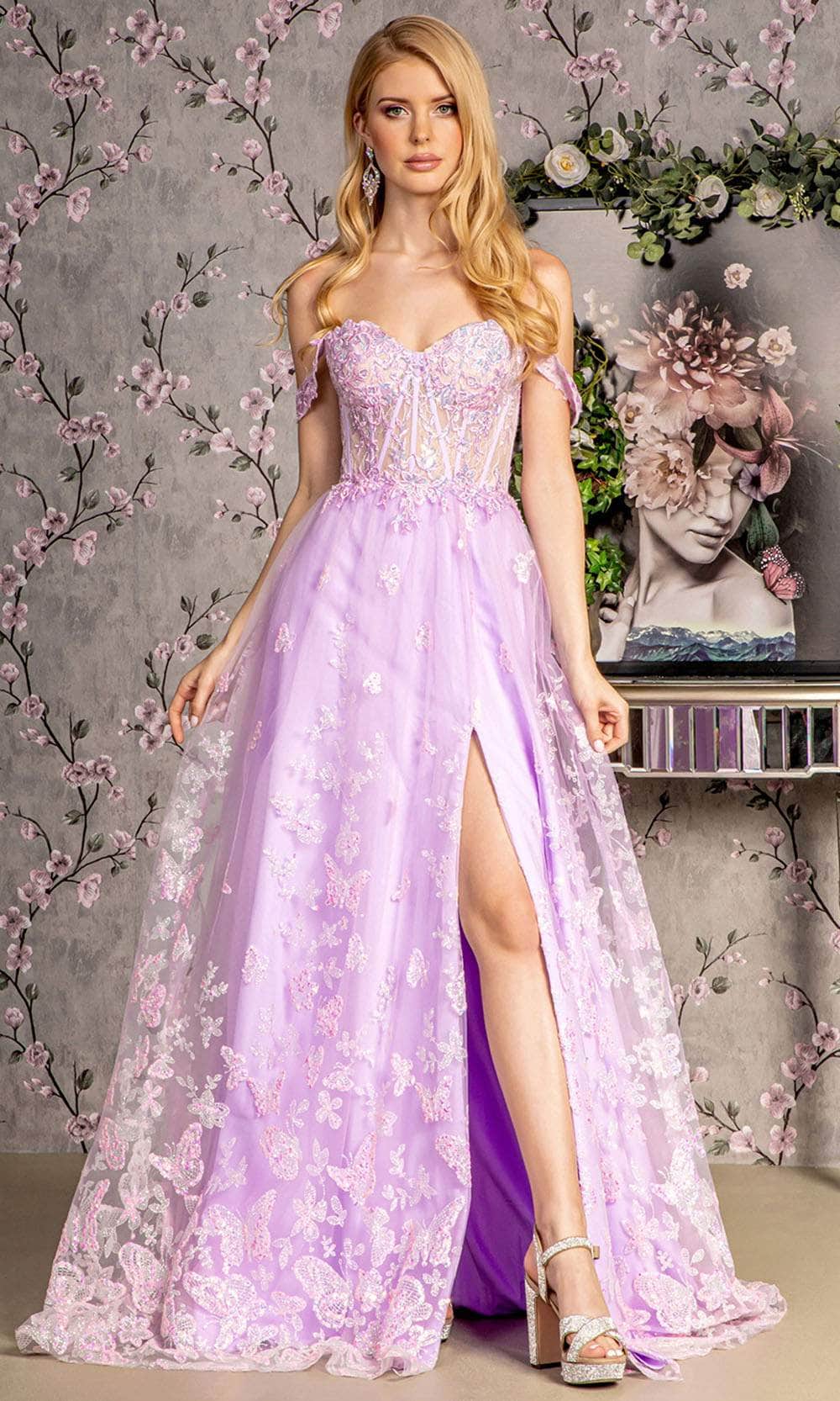 GLS by Gloria GL3206 - Long Mesh A-Line Dress - Beads, Embroidery, Sequins, Fitted, Corset, Illusion, Mid-Open Back, Lace Up, High Slit, Floor Length ADASA GLS by Gloria GL3206 - Long Mesh A-Line Dress - Beads, Embroidery, Sequins, Fitted, Corset, Illusion, Mid-Open Back, Lace Up, High Slit, Floor Length ADASA