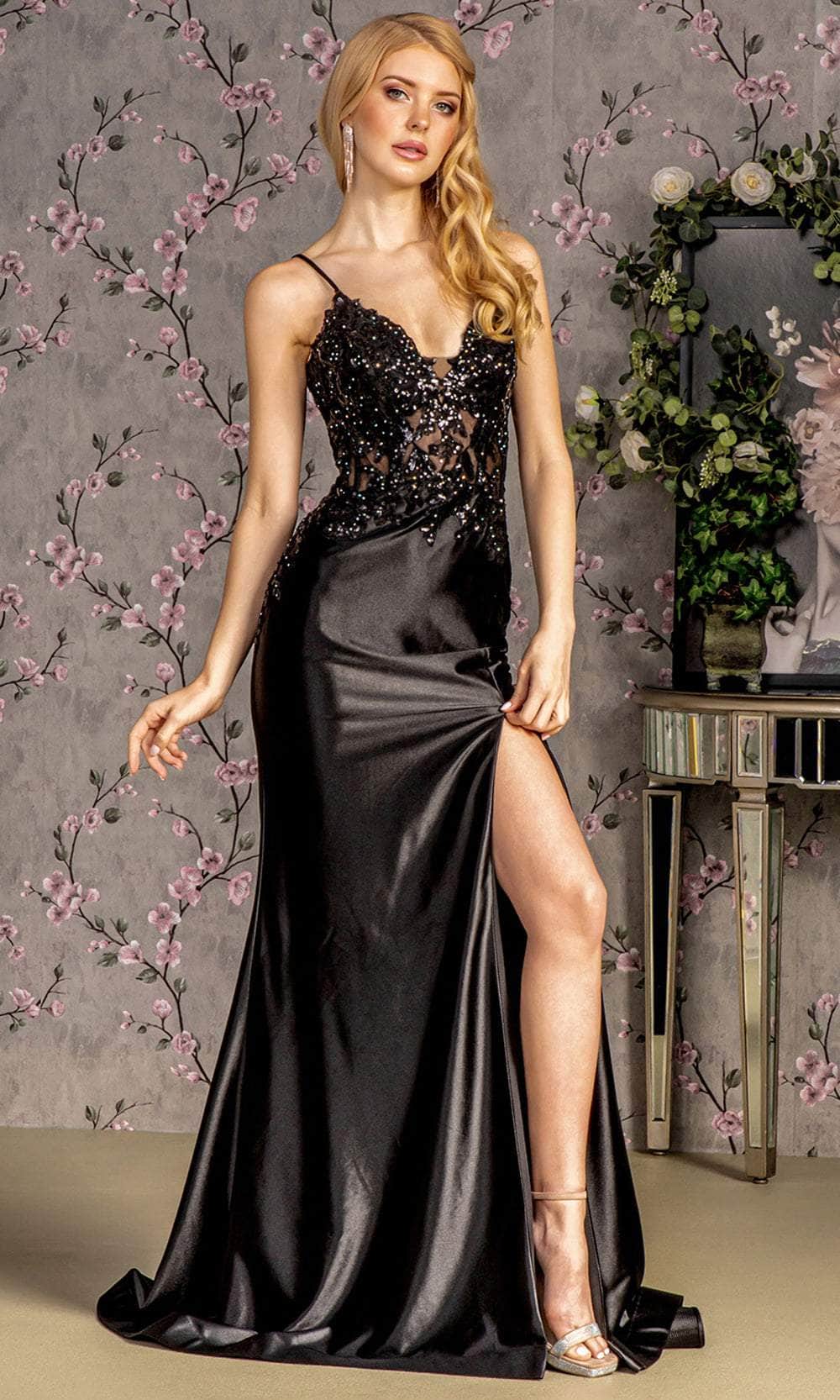 GLS by Gloria GL3330 - Illusion High Slit Evening Dress Evening Dresses XS / Black