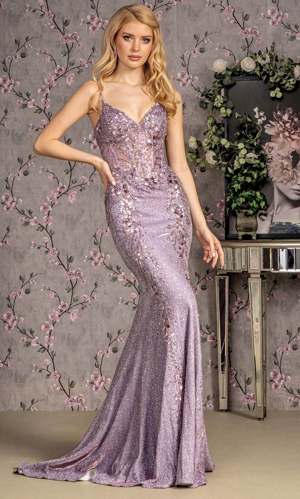 GLS by Gloria GL3399 - Long Glitter Crepe Sheath Dress - Fitted, Spaghetti Straps, Sleeveless, Corset, Illusion, Glitters, Sequin Embellished, Mid-Open Back, Back Zipper, Floor Length, Sweep Train ADASA GLS by Gloria GL3399 - Long Glitter Crepe Sheath Dress - Fitted, Spaghetti Straps, Sleeveless, Corset, Illusion, Glitters, Sequin Embellished, Mid-Open Back, Back Zipper, Floor Length, Sweep Train ADASA