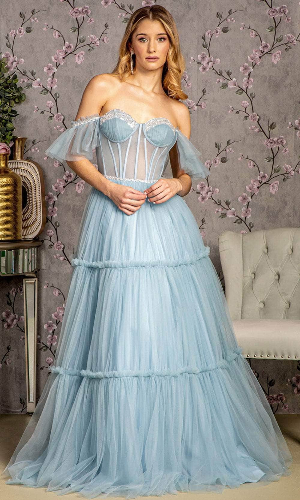 GLS by Gloria GL3453 - Tiered Corset Evening Dress Evening Dresses XS / Smoky Blue