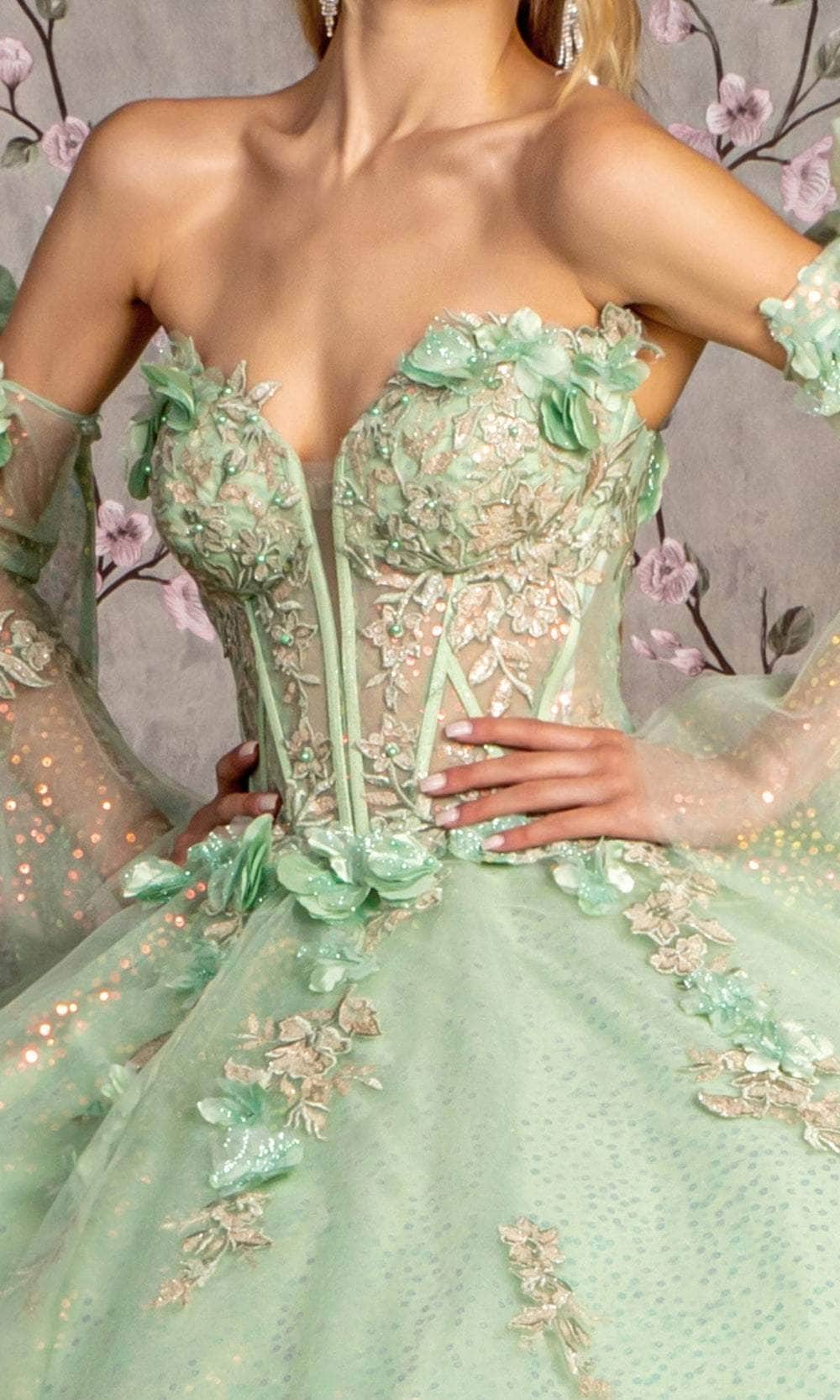 GLS by Gloria GL3486 - Sweetheart Floral Appliques Ballgown Ball Gowns