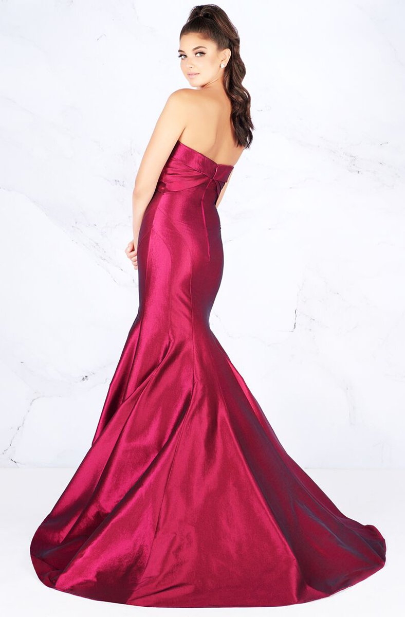 Mac Duggal Flash - 12110L Metallic Mesh Strapless Trumpet Evening Gown in Red