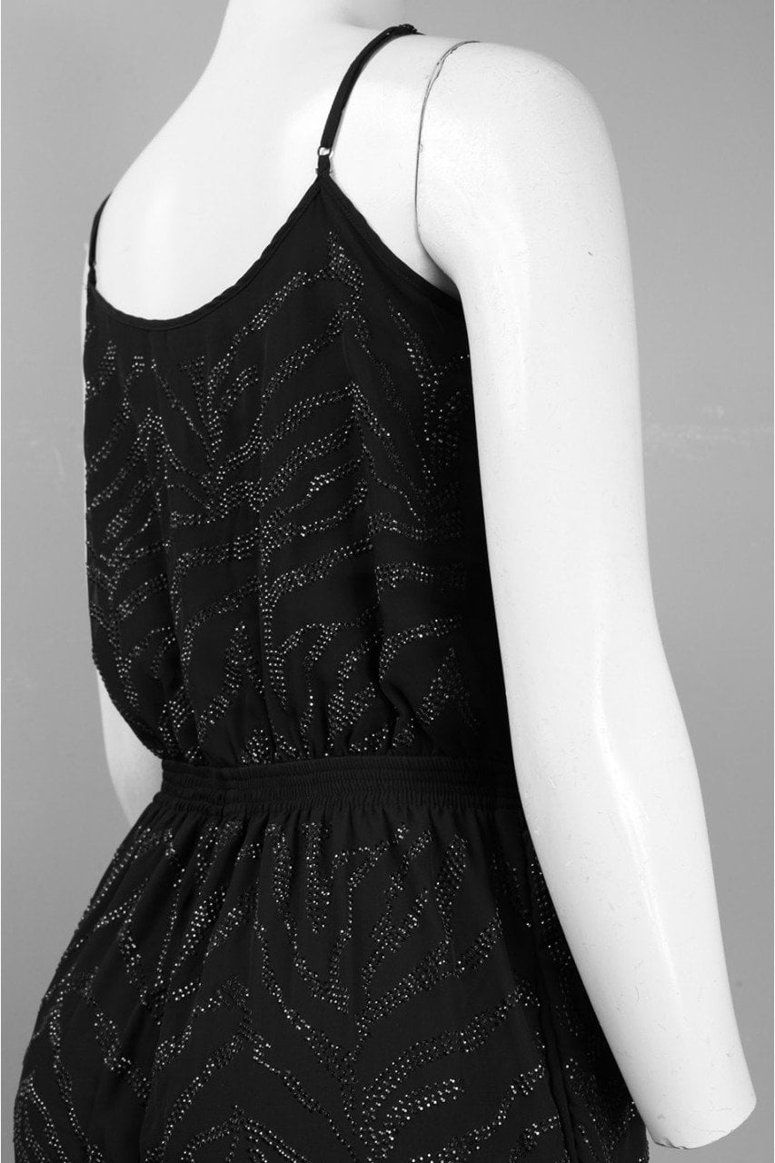 Adrianna Papell - Embellished V-Neck Jumpsuit 231M59400 in Black