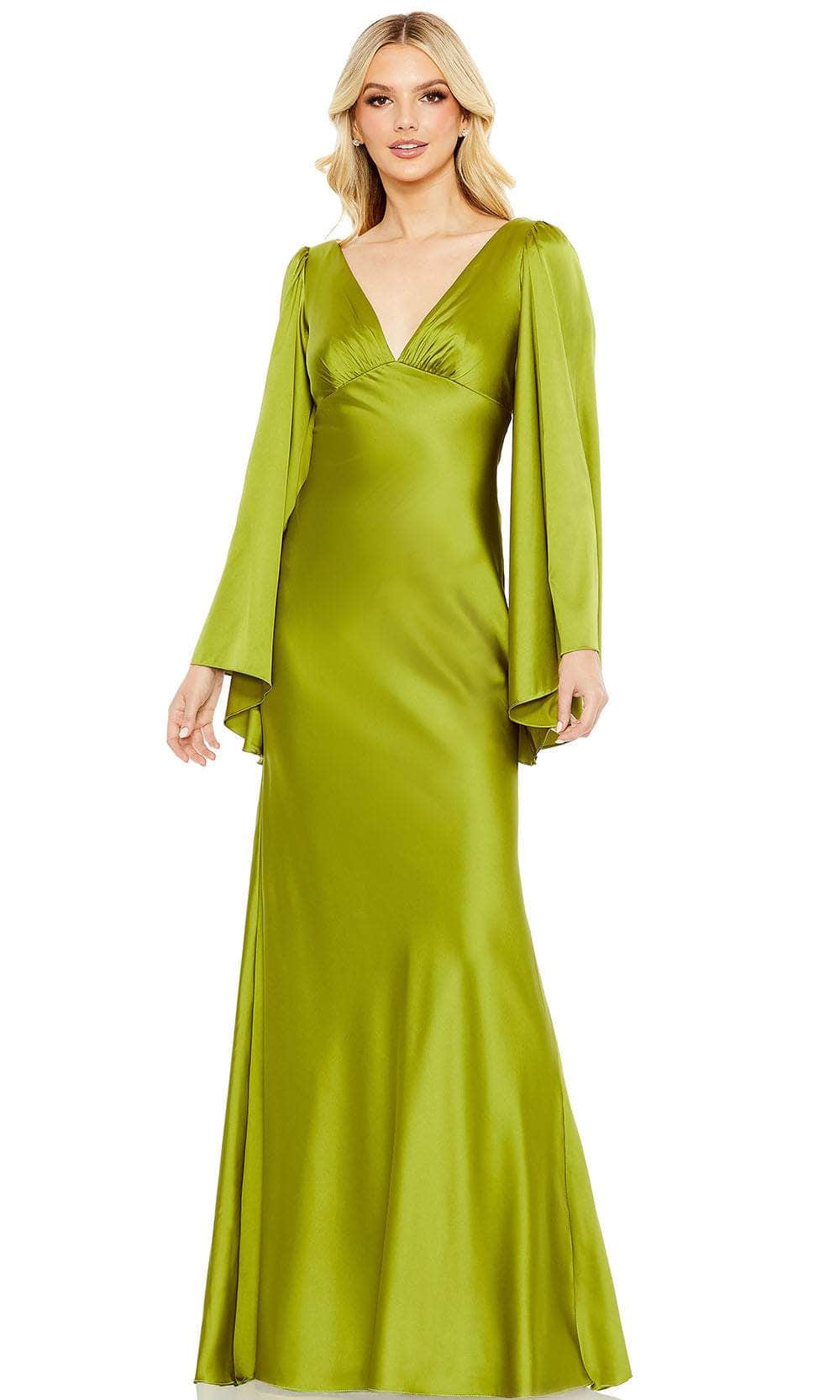Ieena Duggal 68344 - Long Charmeuse Column Dress - Long Blouson Sleeves, Full Back, Back Zipper Closure. Fitted Bodice ADASA Ieena Duggal 68344 - Long Charmeuse Column Dress - Long Blouson Sleeves, Full Back, Back Zipper Closure. Fitted Bodice ADASA