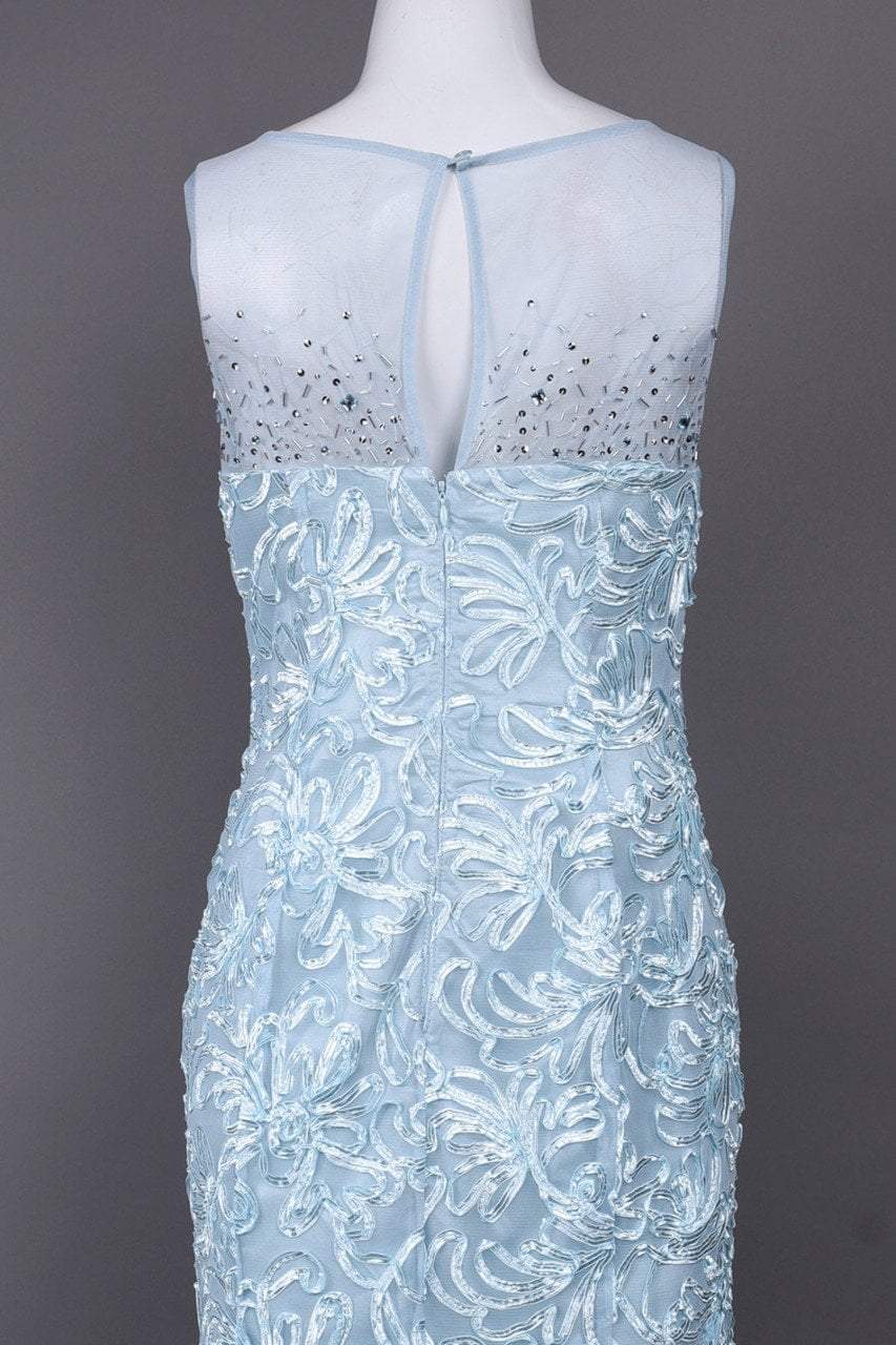 Ignite Evenings - 3530 Illusion Shoulders Embellished Trumpet Gown in Blue